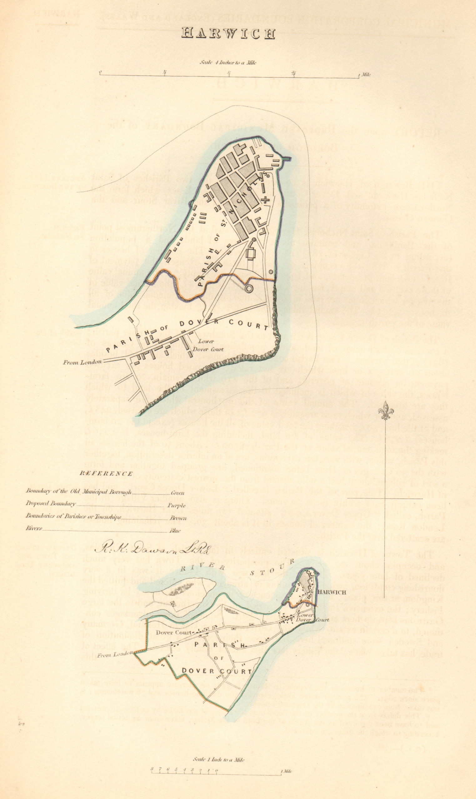 Associate Product HARWICH borough/town plan. BOUNDARY COMMISSION. Essex. DAWSON 1837 old map