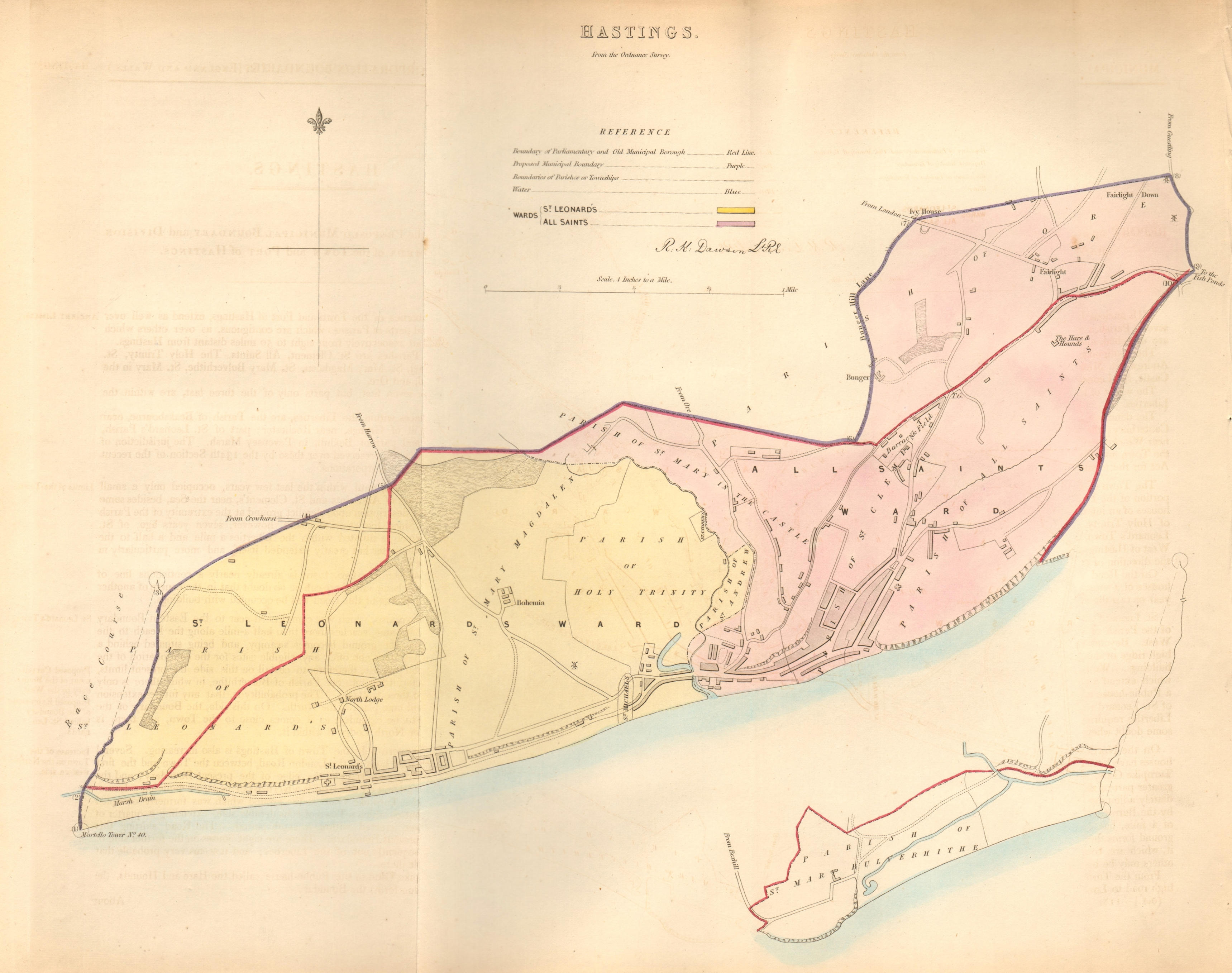 Associate Product HASTINGS borough/town plan. BOUNDARY COMMISSION. Sussex. DAWSON 1837 old map