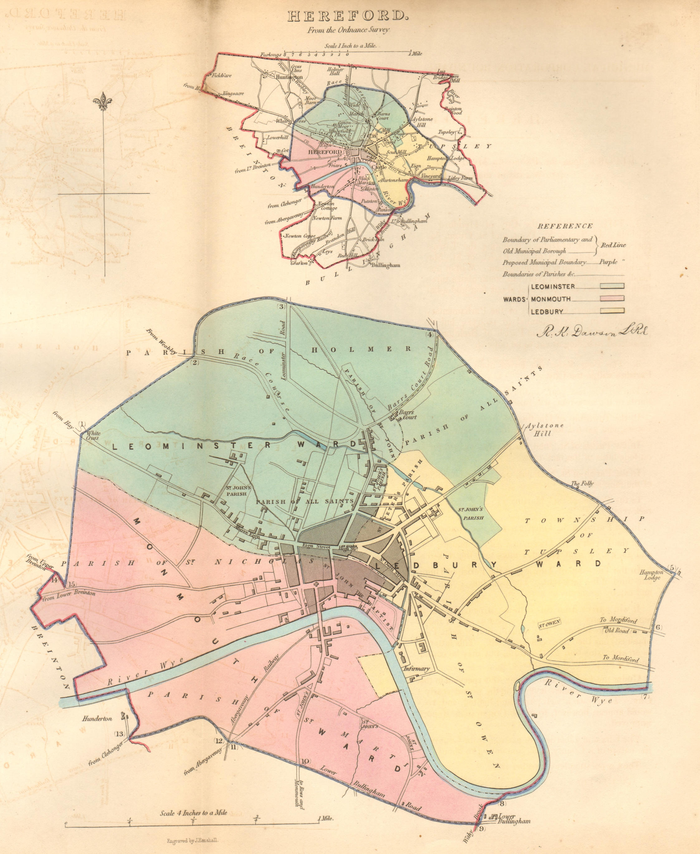 Associate Product HEREFORD borough/town/city plan. BOUNDARY COMMISSION. DAWSON 1837 old map