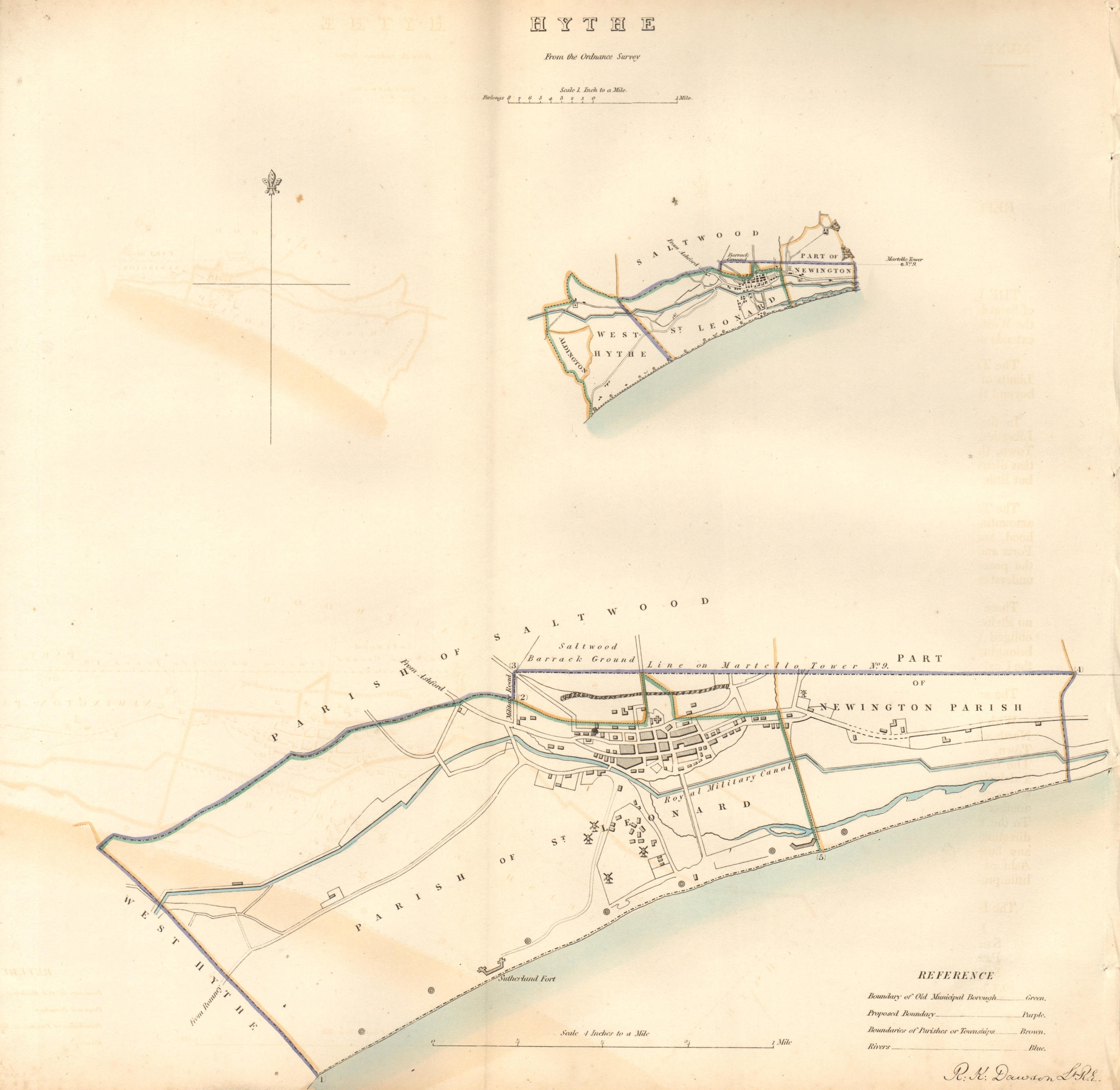 Associate Product HYTHE borough/town plan. BOUNDARY COMMISSION. Kent. DAWSON 1837 old map