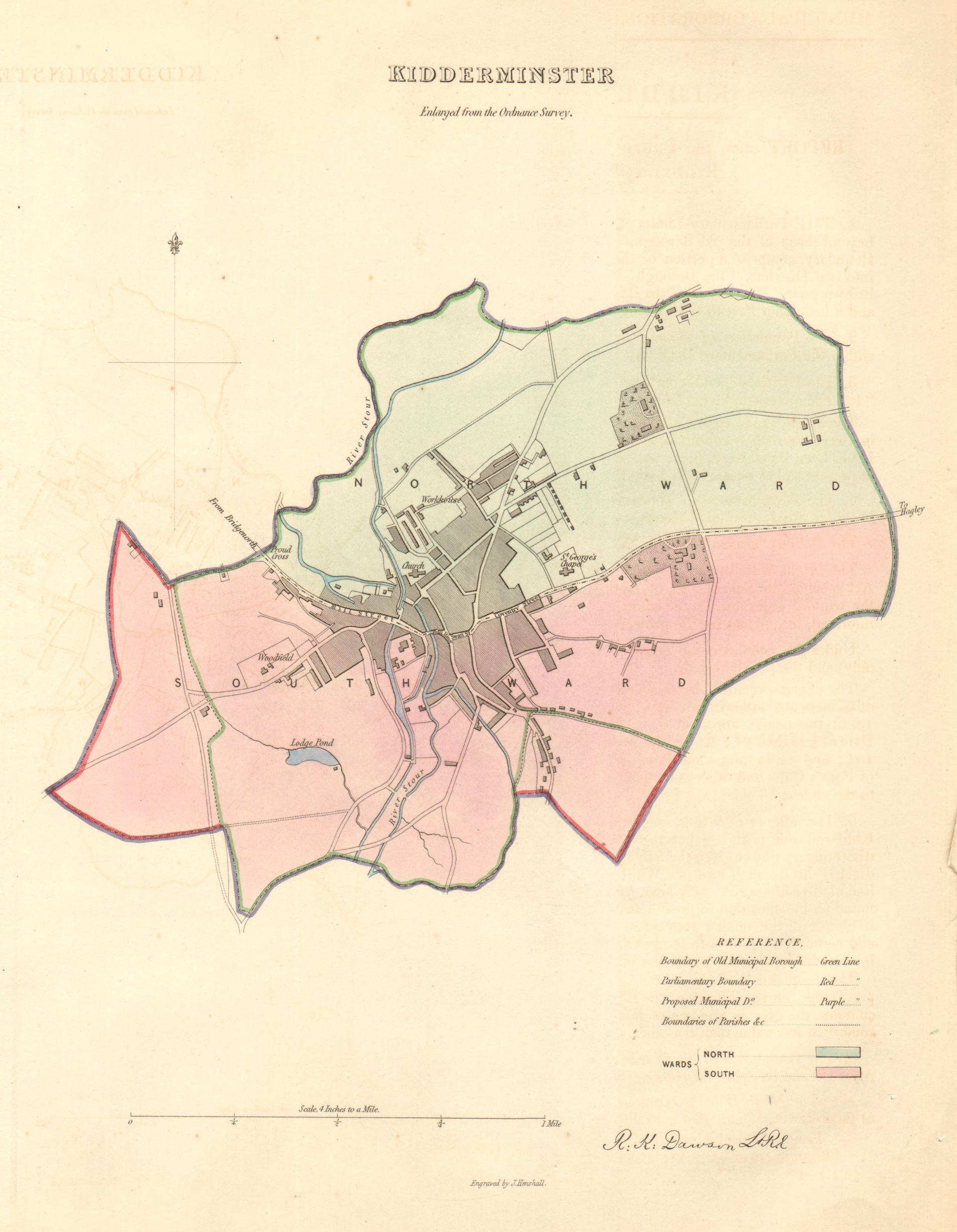 Associate Product KIDDERMINSTER borough/town plan. BOUNDARY COMMISSION. Worcs. DAWSON 1837 map