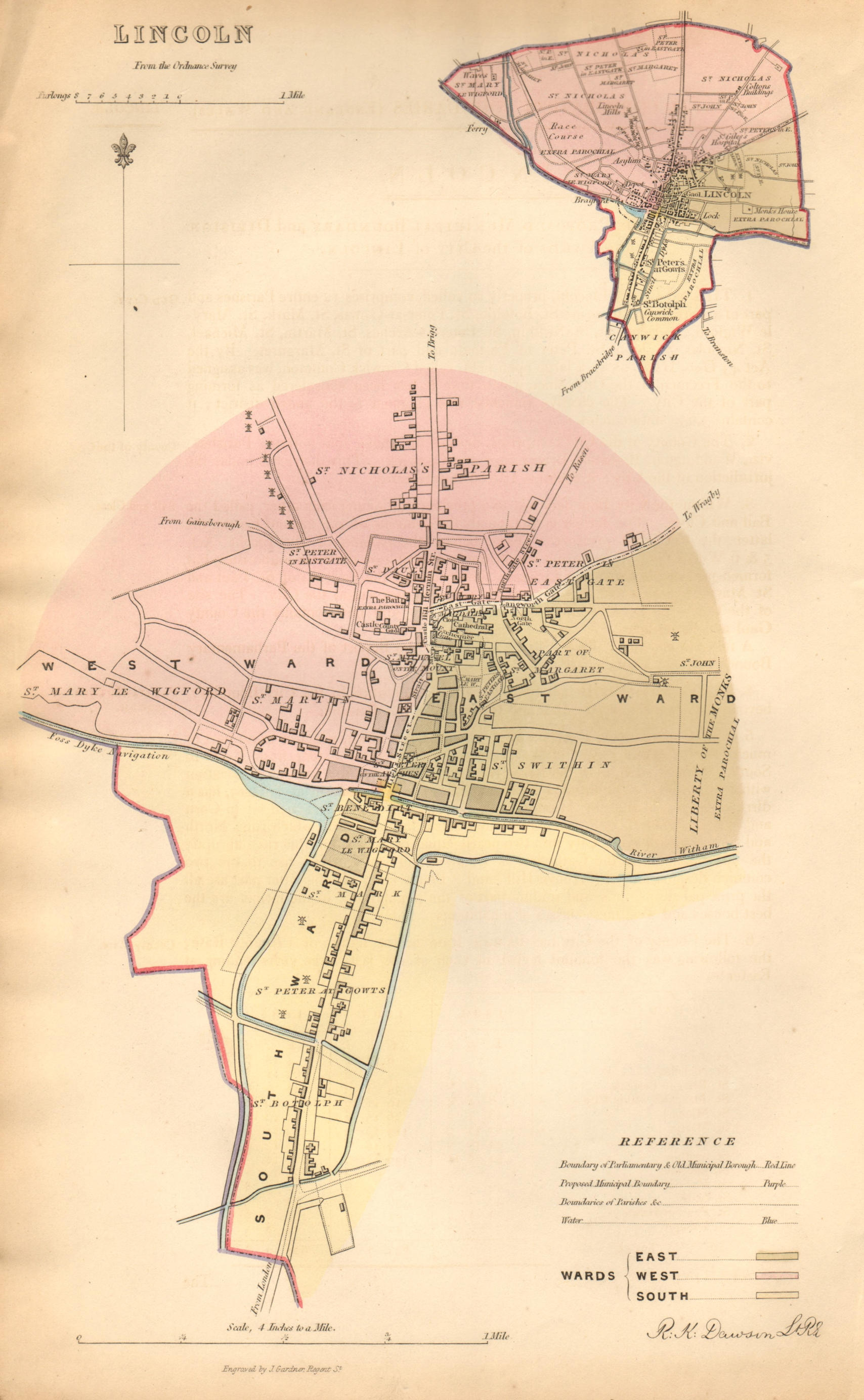 Associate Product LINCOLN borough/town/city plan. BOUNDARY COMMISSION Lincolnshire DAWSON 1837 map
