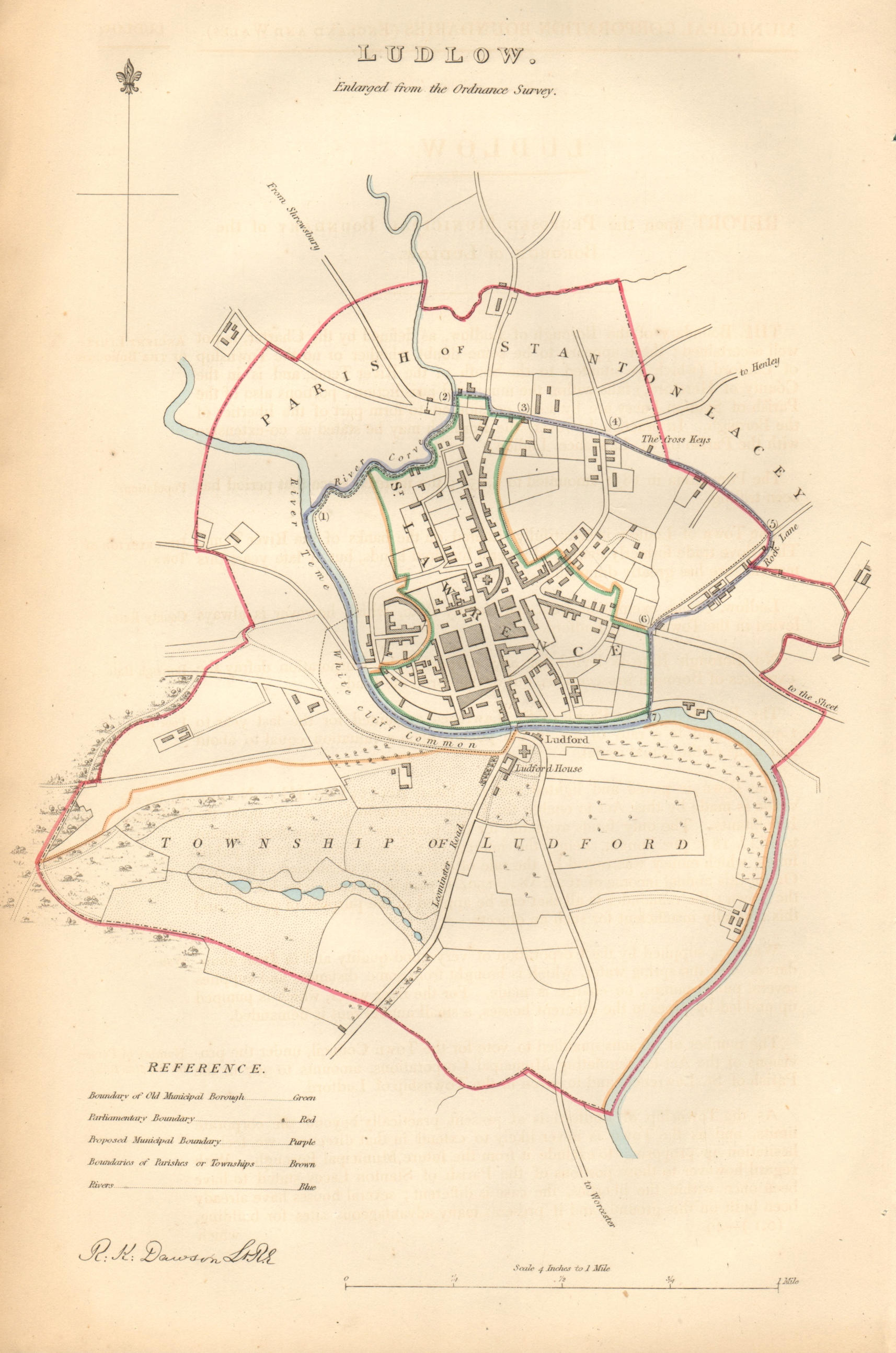 Associate Product LUDLOW borough/town plan. BOUNDARY COMMISSION Ludford Shropshire DAWSON 1837 map