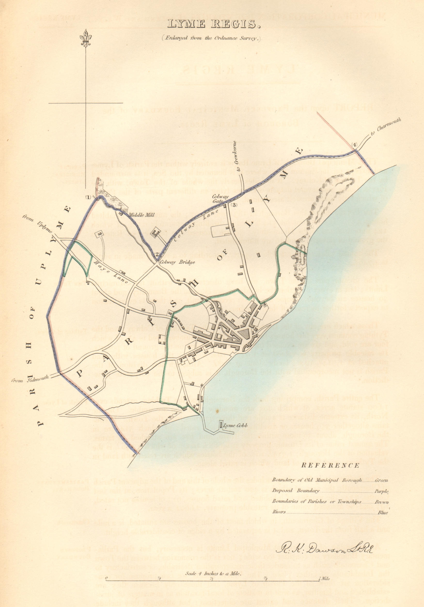 Associate Product LYME REGIS borough/town plan. BOUNDARY COMMISSION. Dorset. DAWSON 1837 old map