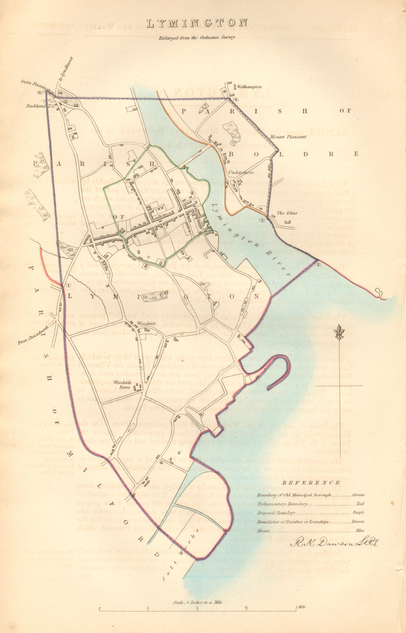 Associate Product LYMINGTON borough/town plan. BOUNDARY COMMISSION. Hampshire. DAWSON 1837 map