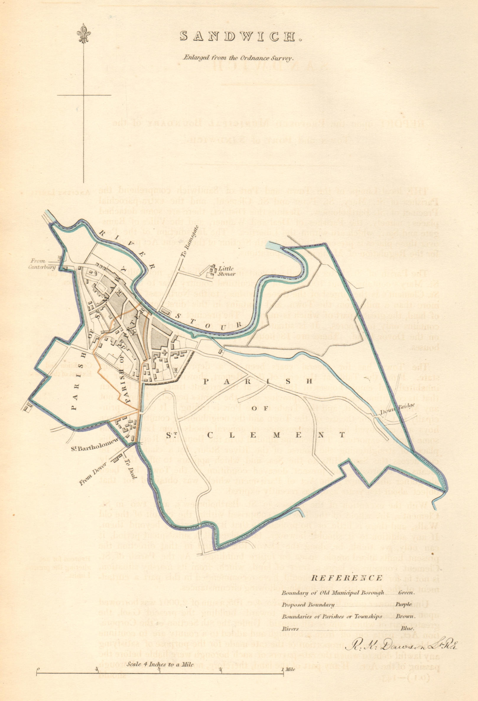 Associate Product SANDWICH borough/town plan. BOUNDARY COMMISSION. Kent. DAWSON 1837 old map