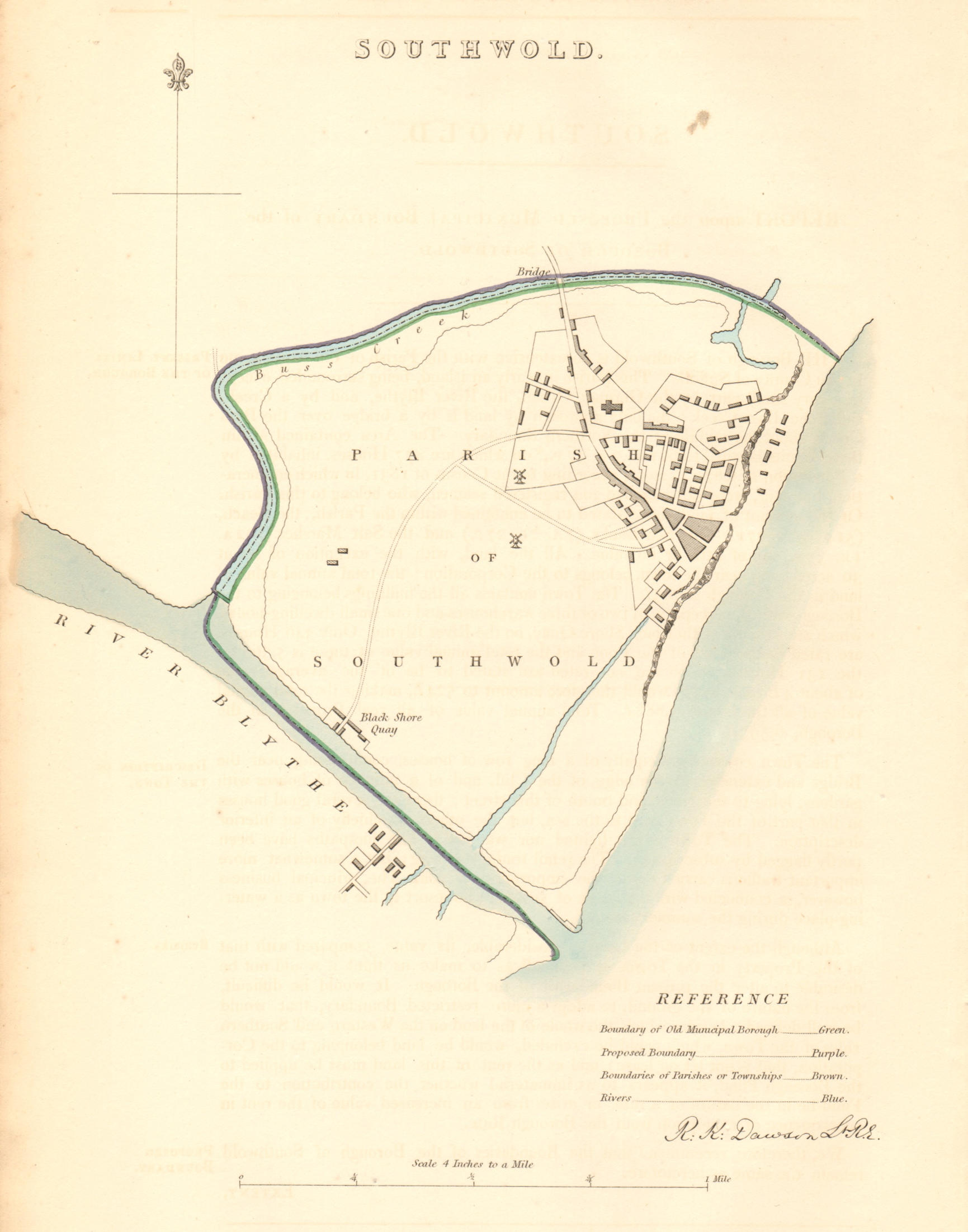 Associate Product SOUTHWOLD borough/town plan. BOUNDARY COMMISSION. Suffolk. DAWSON 1837 map
