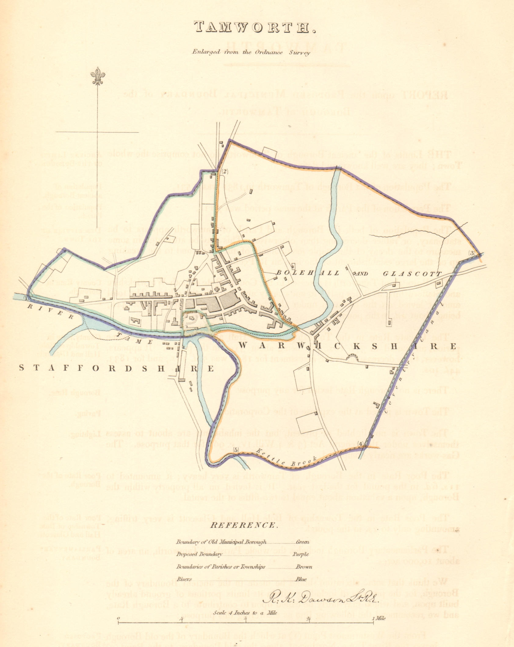 Associate Product TAMWORTH borough/town plan. BOUNDARY COMMISSION. Staffordshire. DAWSON 1837 map