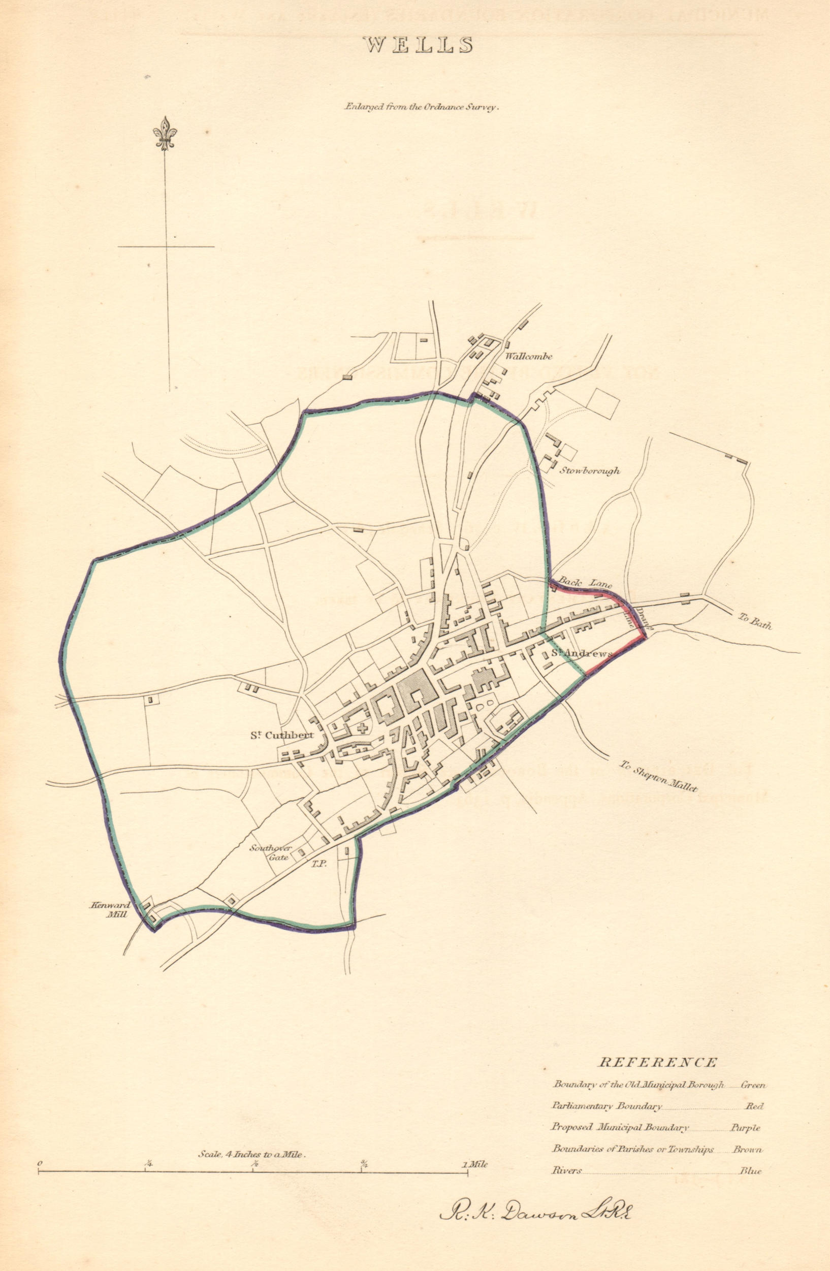 Associate Product WELLS borough/town plan. BOUNDARY COMMISSION. Somerset. DAWSON 1837 old map