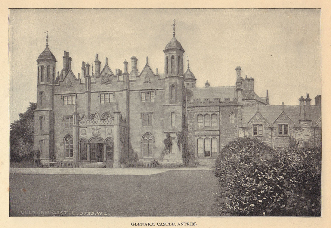 Glenarm Castle, Antrim. Ireland 1905 old antique vintage print picture