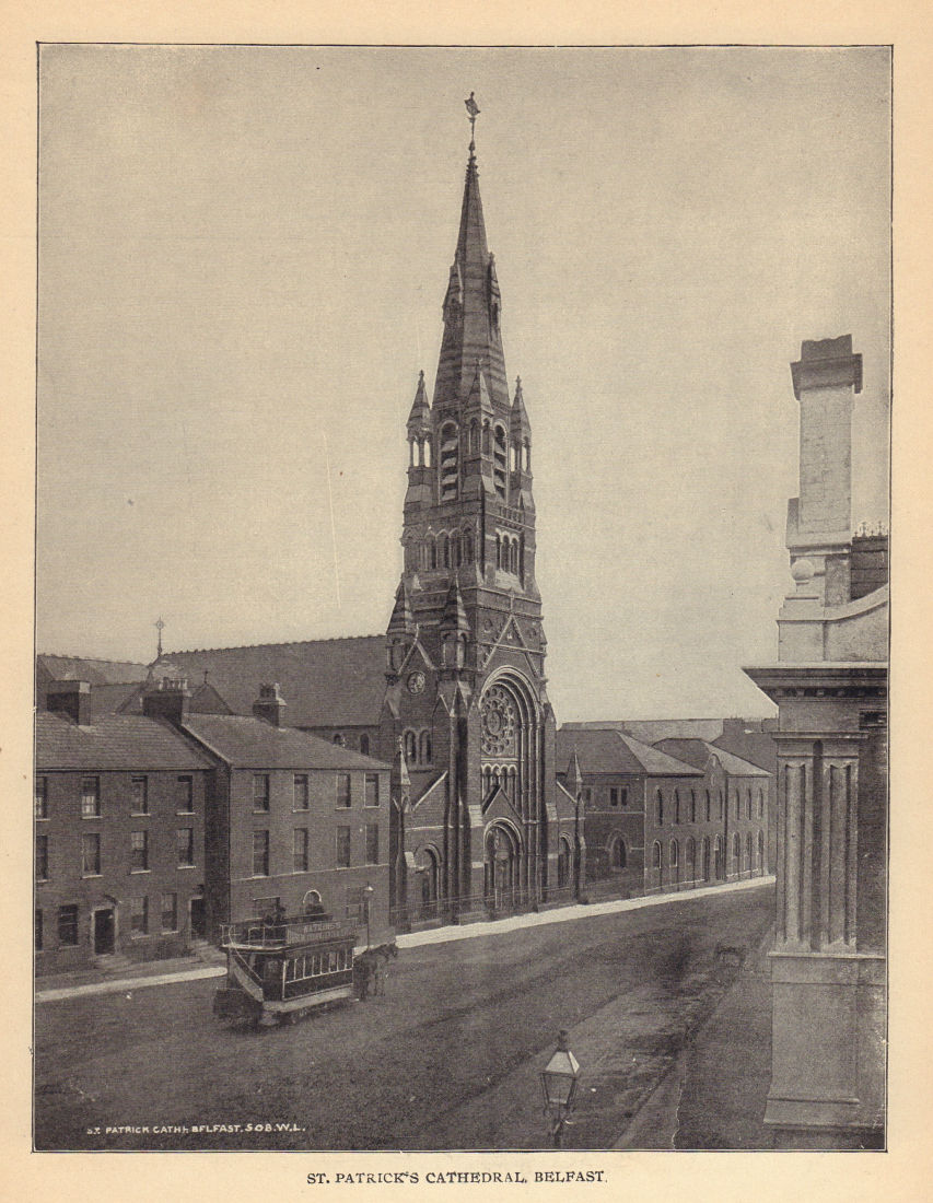 St. Patrick's Cathedral, Belfast. Ireland 1905 old antique print picture
