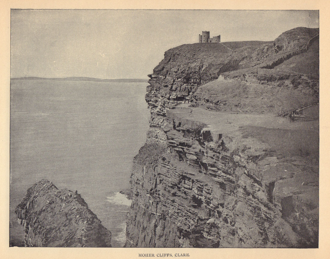 Moher Cliffs, Clare. Ireland 1905 old antique vintage print picture
