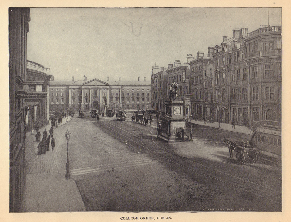 College Green, Dublin. Ireland 1905 old antique vintage print picture