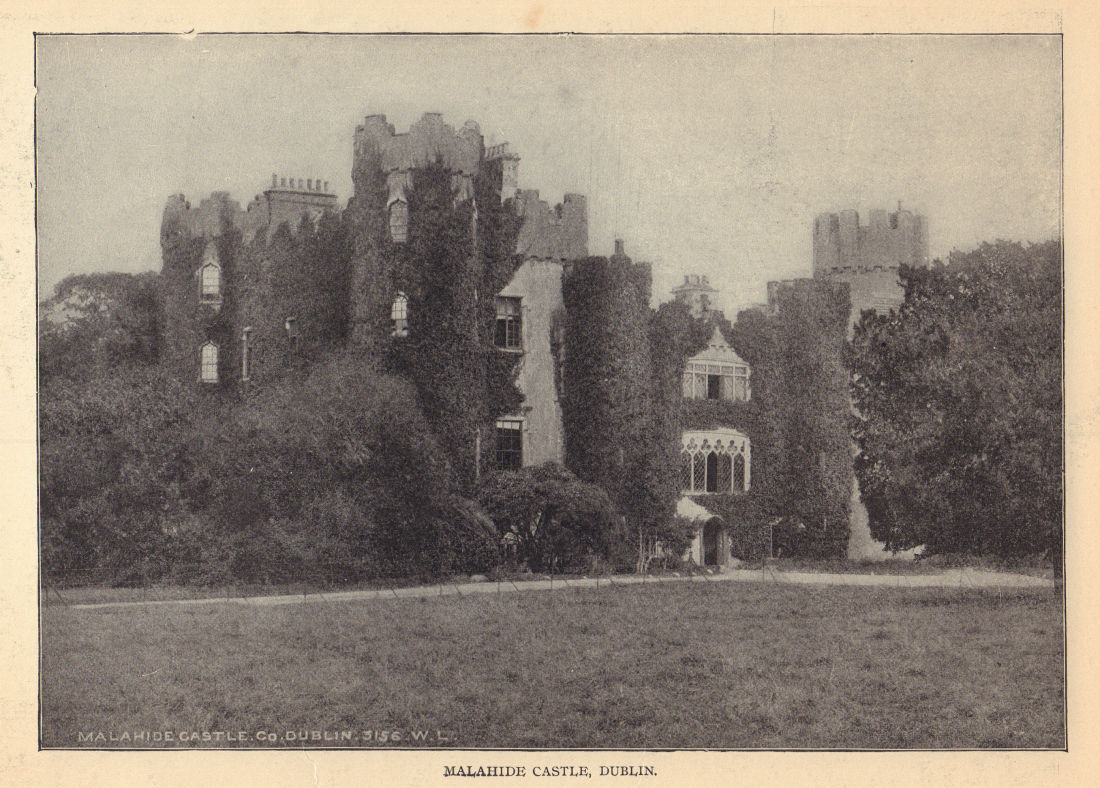 Malahide Castle, Dublin. Ireland 1905 old antique vintage print picture