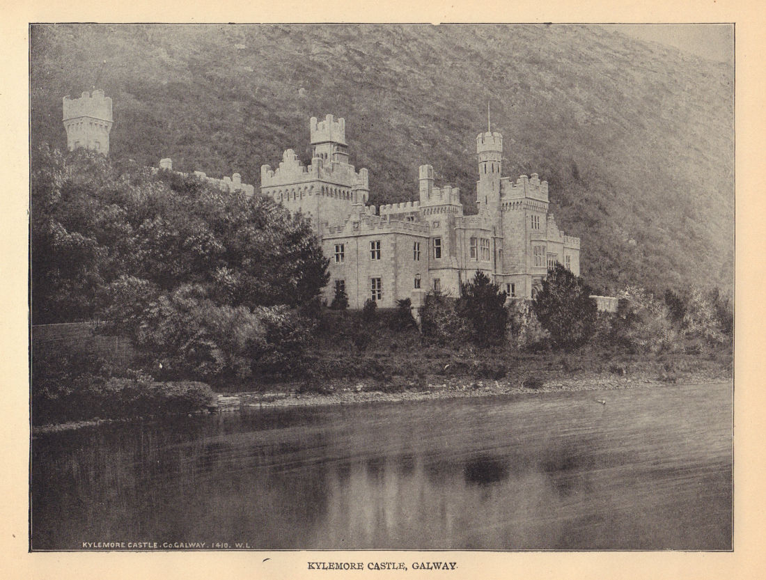 Kylemore Castle, Galway. Ireland 1905 old antique vintage print picture