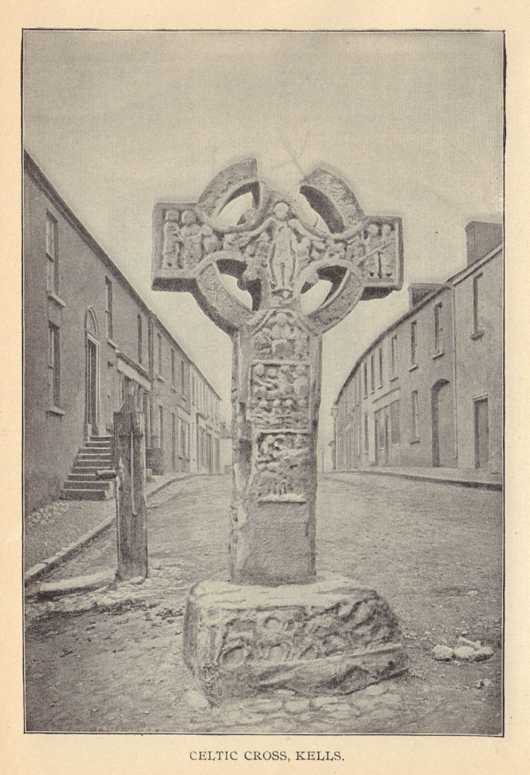 Celtic Cross, Kells. Ireland 1905 old antique vintage print picture