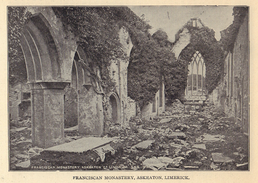 Franciscan Monastery, Askeaton, Limerick. Ireland 1905 old antique print