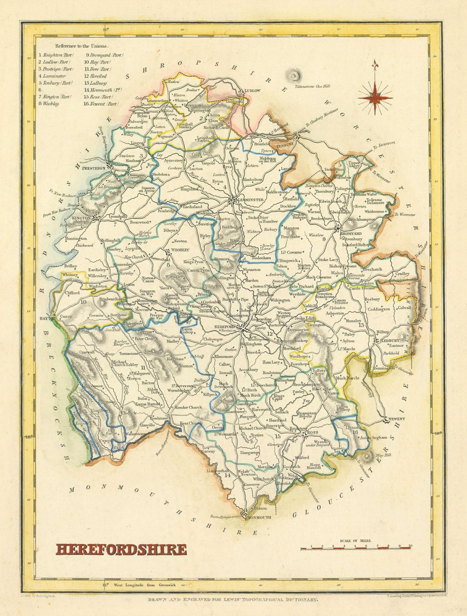 Associate Product Antique county map of HEREFORDSHIRE by Creighton & Starling for Lewis c1840