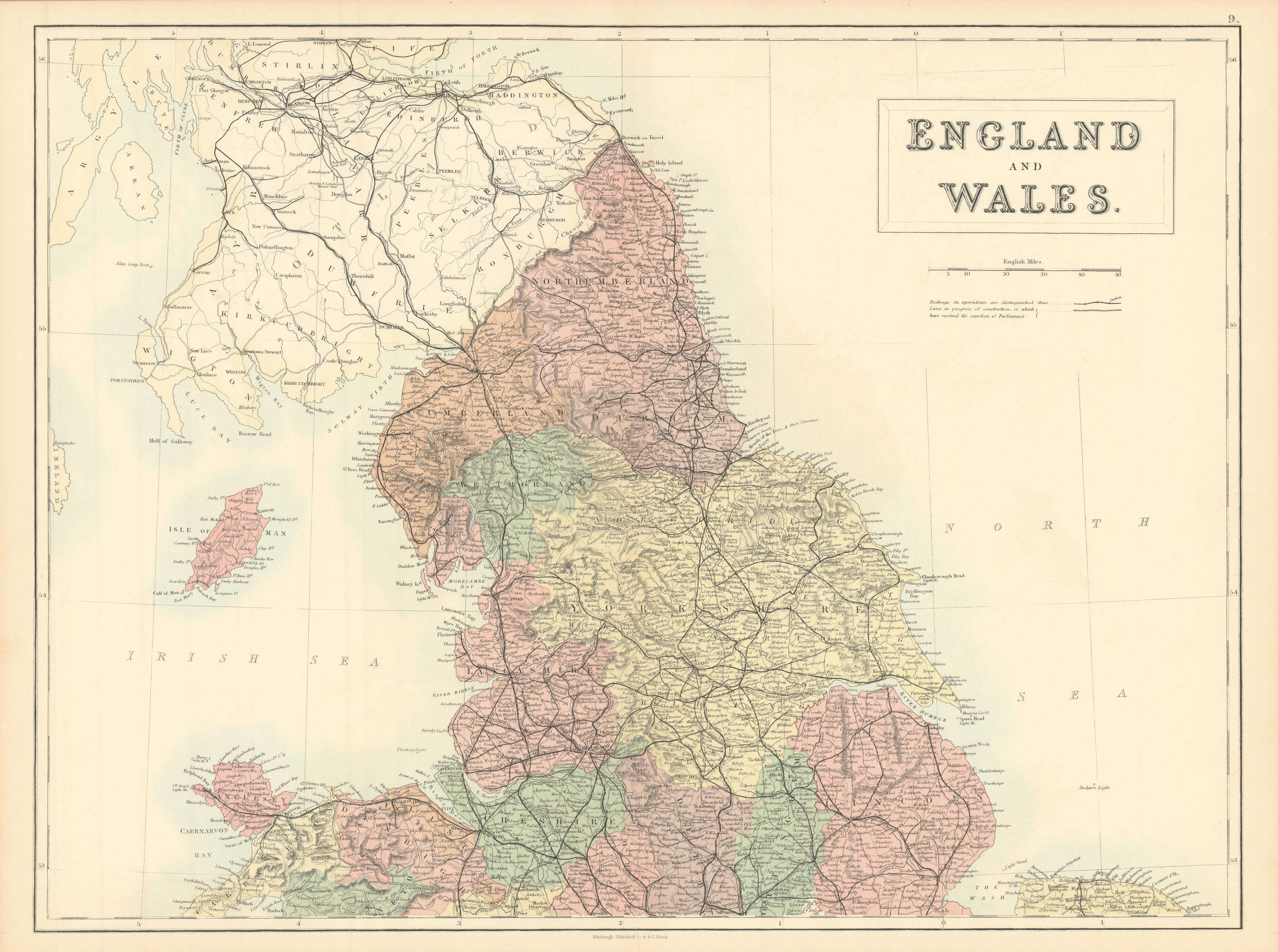 Associate Product England & Wales North Sheet. Yorkshire Lancashire. BARTHOLOMEW 1862 old map
