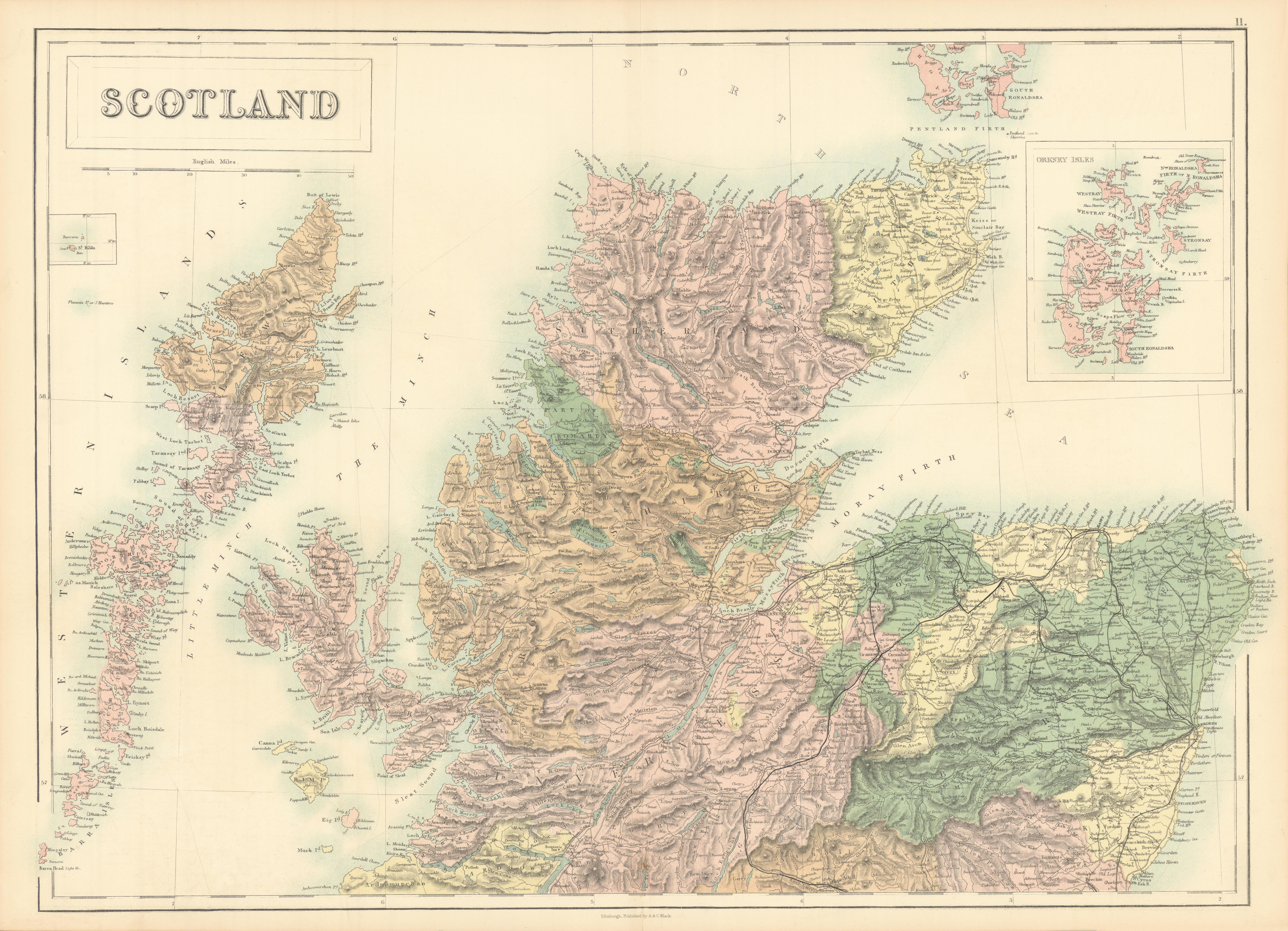 Scotland. North sheet. Highlands and Islands. Railways. SIDNEY HALL 1862 map