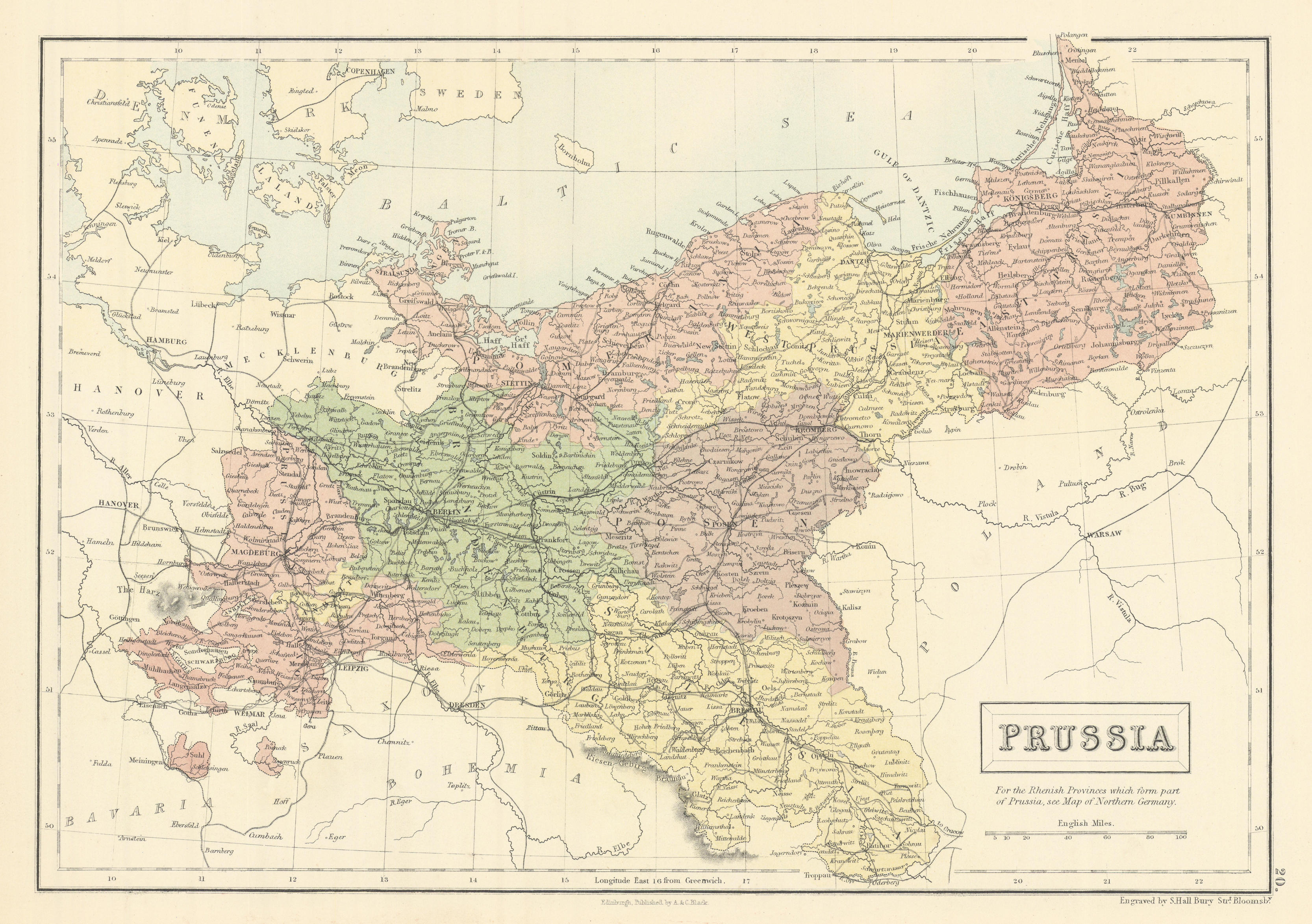 Associate Product Prussia. Pomerania Poland Silesia Posen Brandenburg. SIDNEY HALL 1862 old map