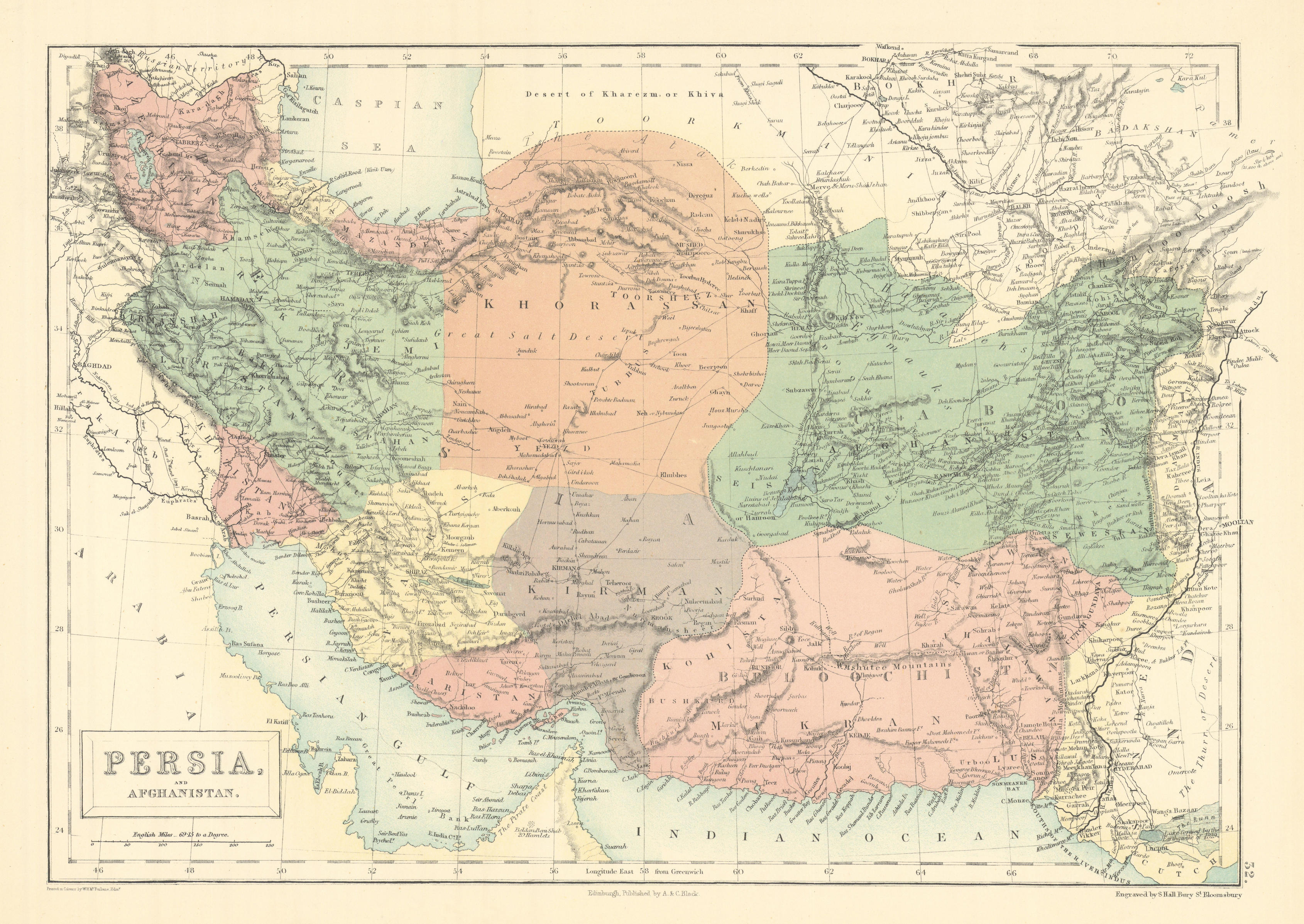 Persia & Afghanistan. Iran. UAE "Pirate Coast". Debai (Dubai). HALL 1862 map