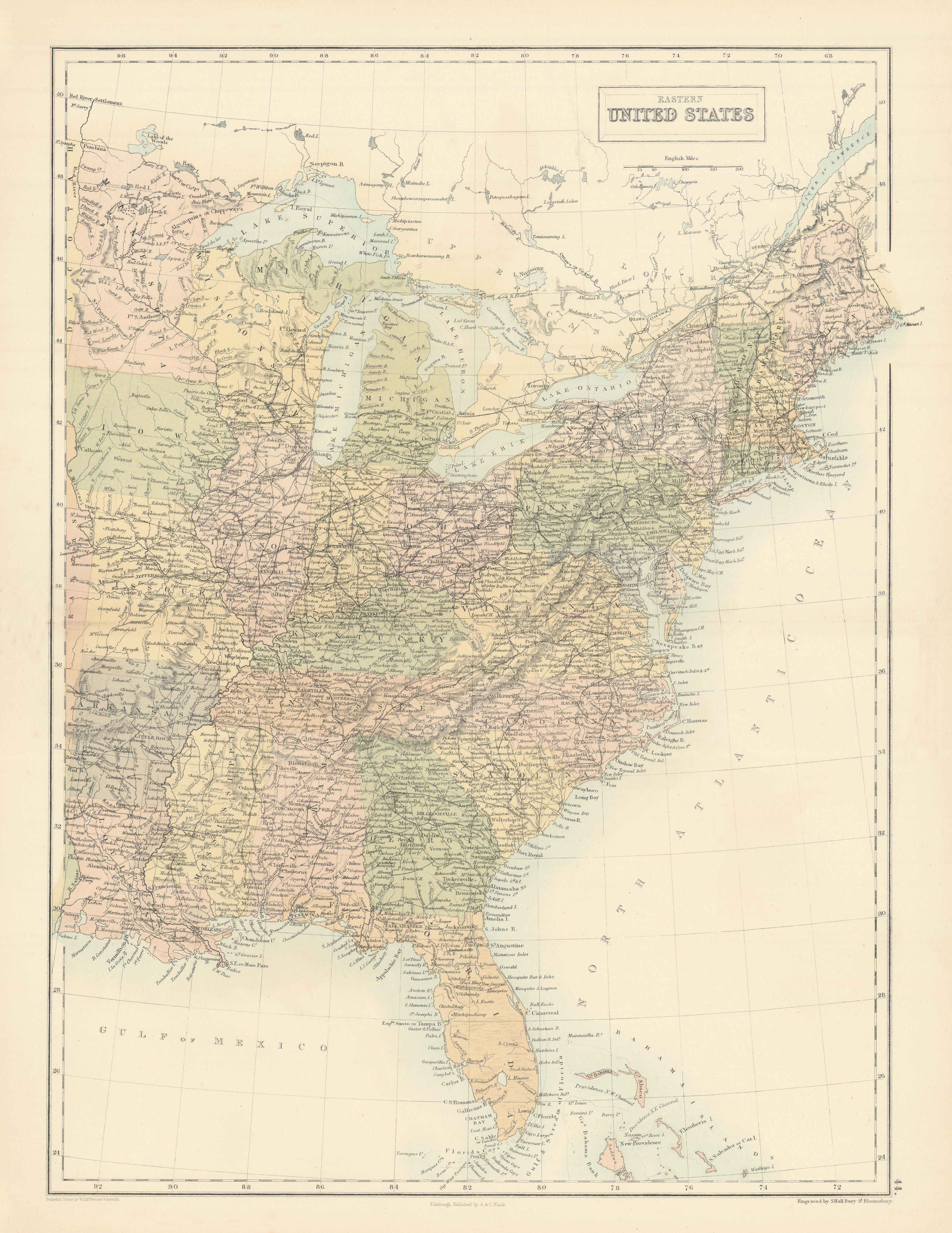 Associate Product Eastern United States. Great Lakes. Atlantic Seaboard. Deep South. HALL 1862 map