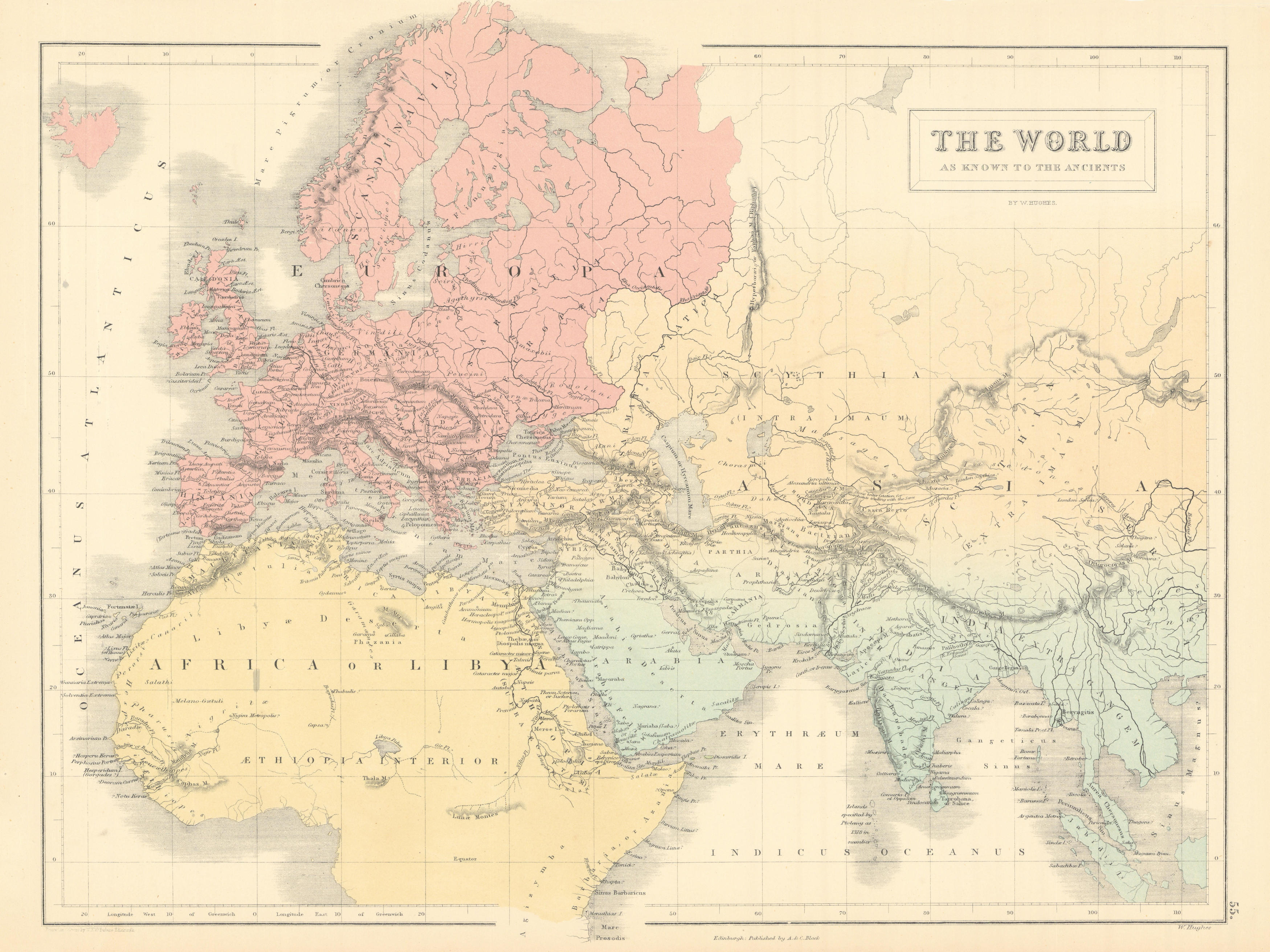 Ancient World. Europe Arabia Southwest Asia. BARTHOLOMEW 1862 old antique map