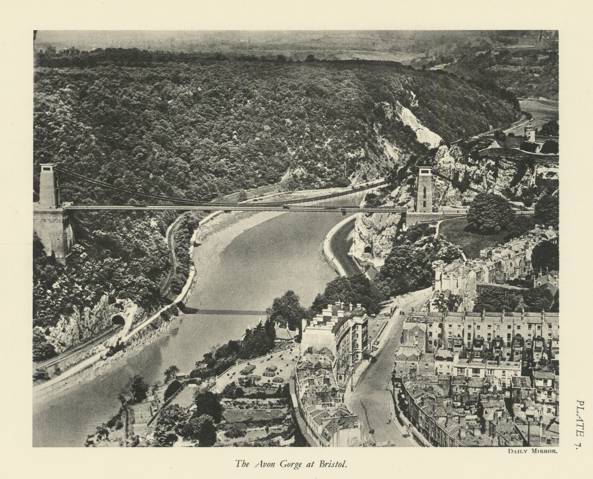 The Avon Gorge at Bristol. Clifton Suspension Bridge. Sion Hill 1930 old print