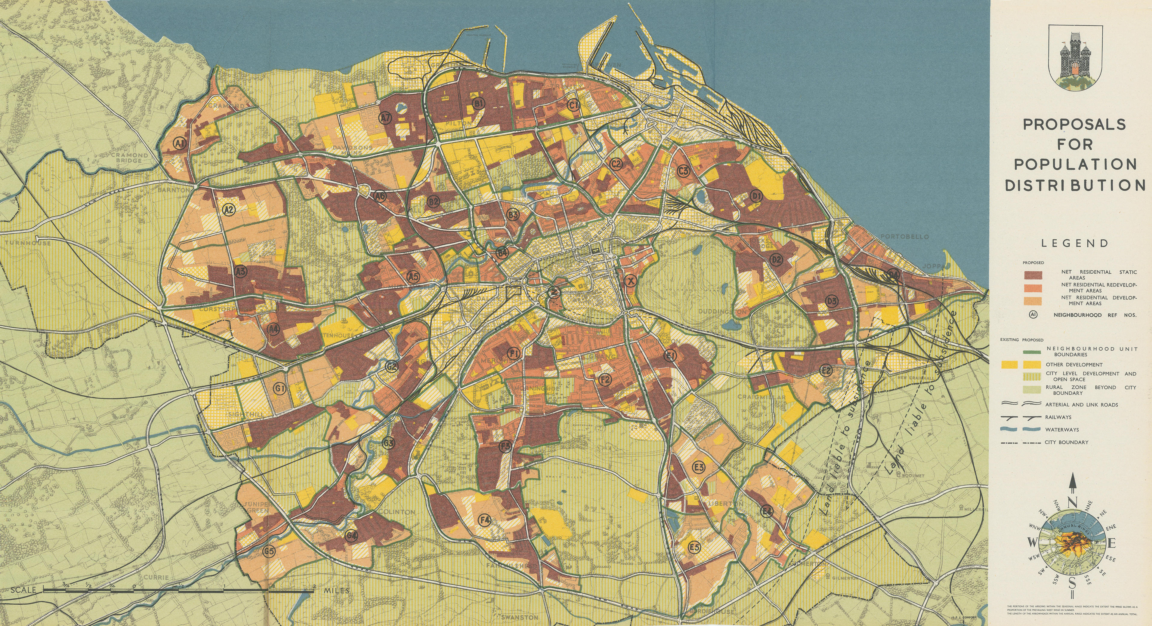 Associate Product EDINBURGH. Proposals for Population Distribution. PATRICK ABERCROMBIE 1949 map