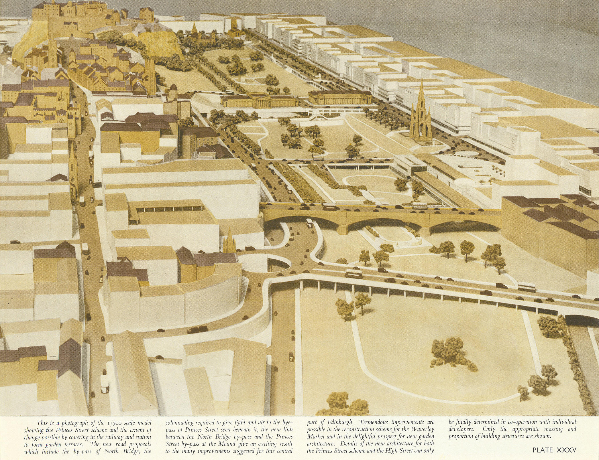 EDINBURGH. View of Princes Street Development scheme. ABERCROMBIE 1949 print