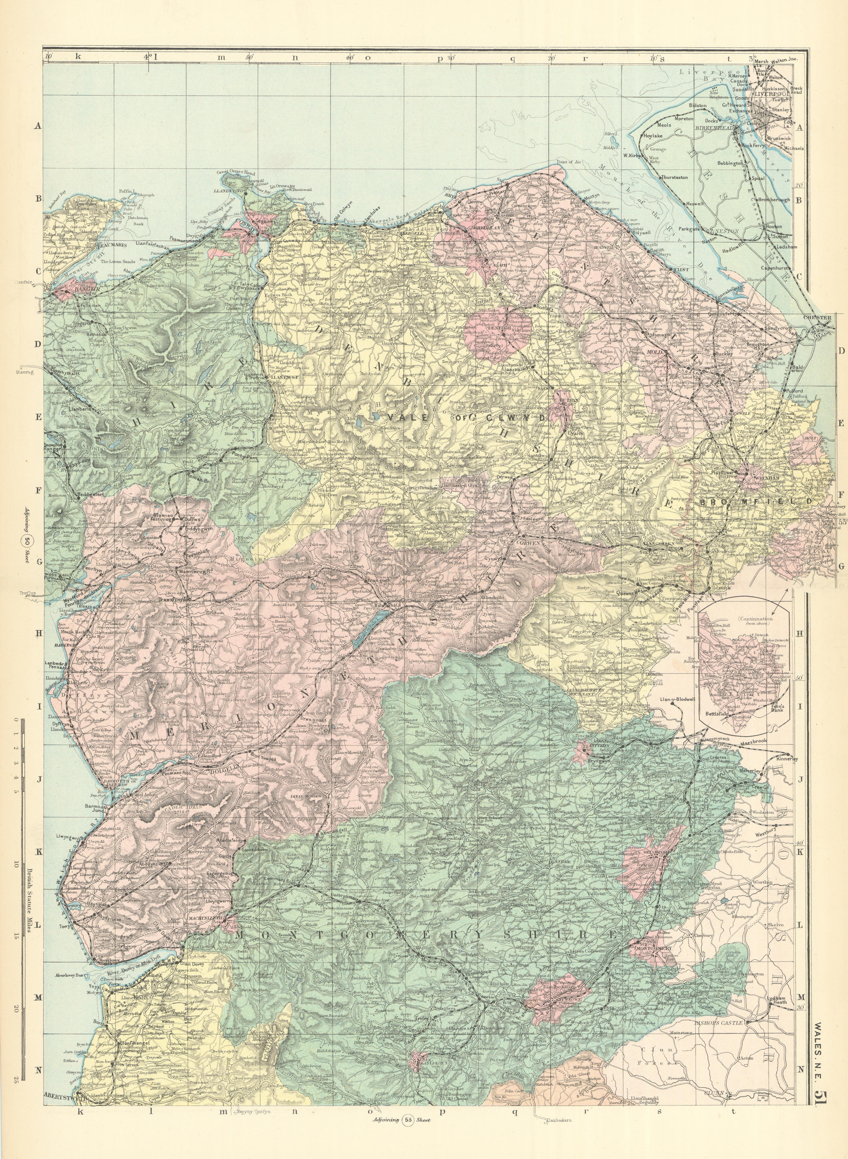 Associate Product WALES (North East) Flint Denbigh Merionethshire Clywd GW BACON 1891 old map