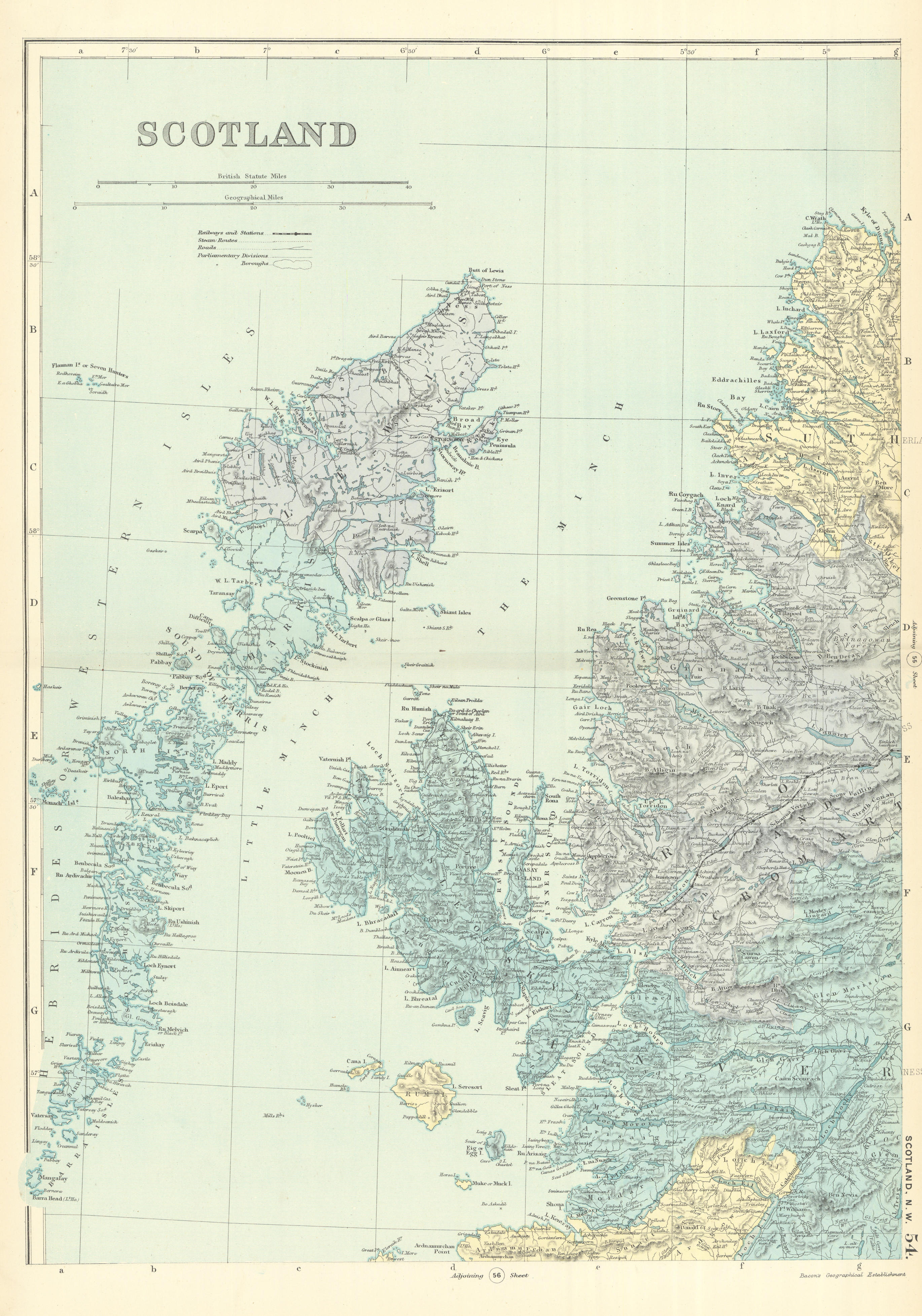 Associate Product SCOTLAND (North West) Hebrides Skye Uist Harris Lewis GW BACON 1891 old map