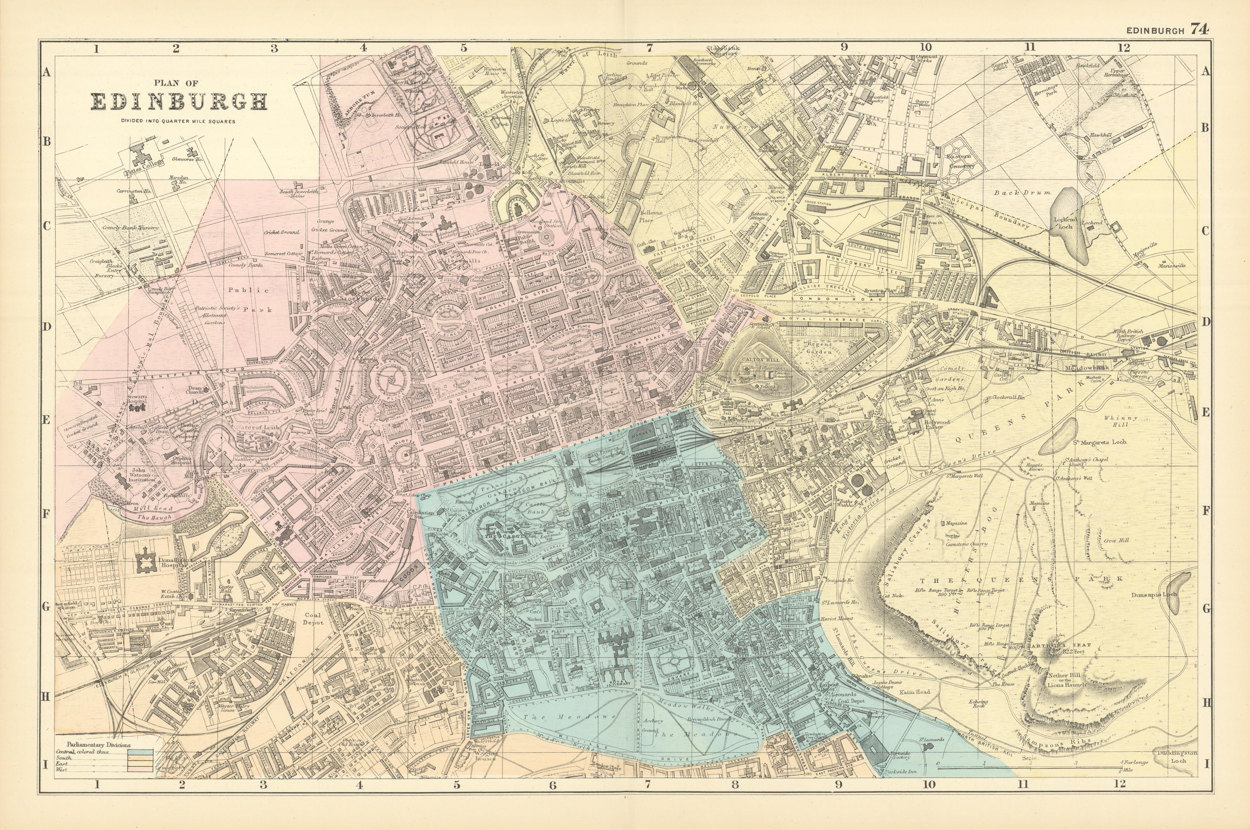 Associate Product EDINBURGH antique town city plan by GW BACON 1891 old map chart