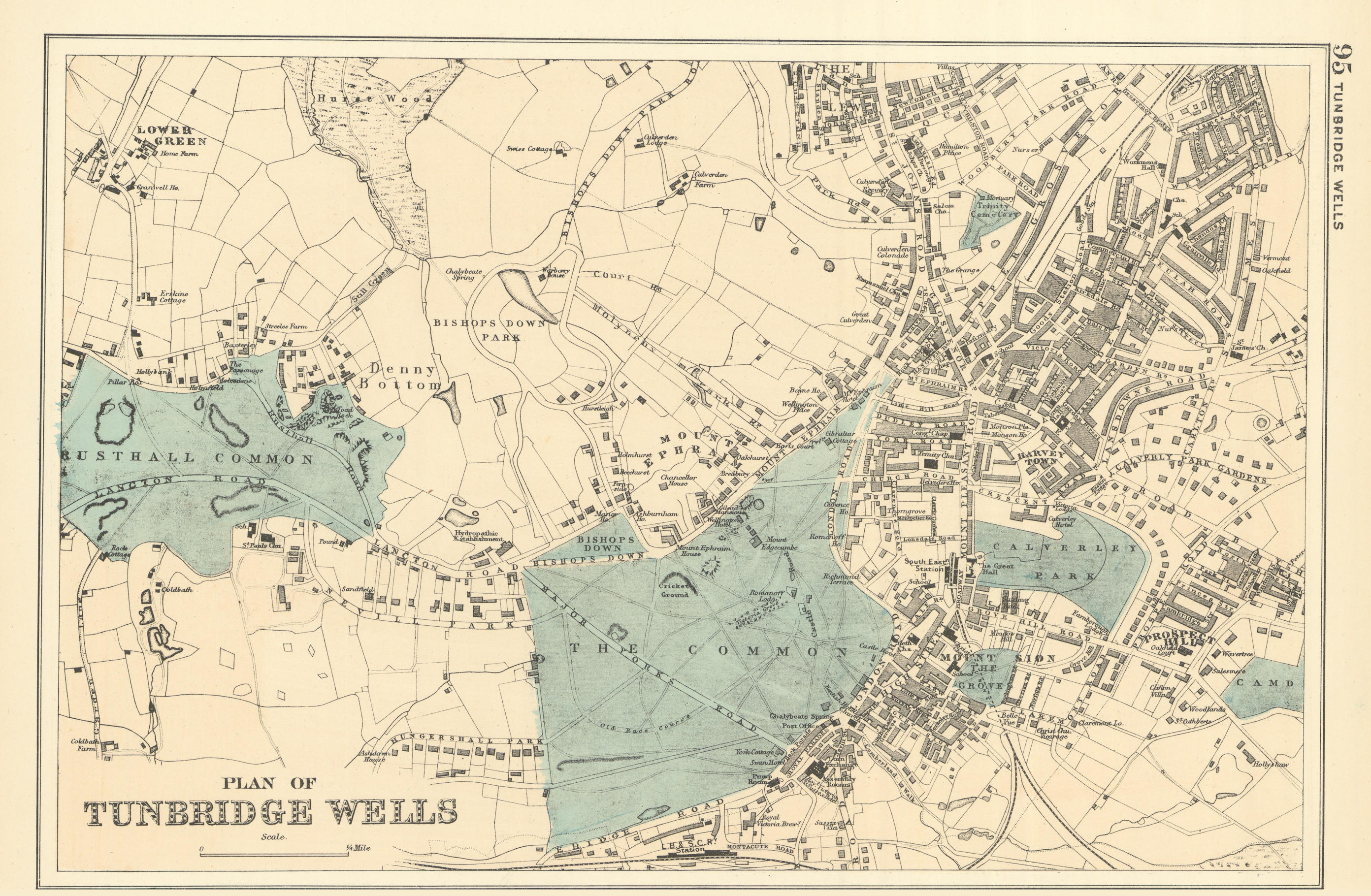Associate Product TUNBRIDGE WELLS & Rusthall antique town city plan GW BACON 1891 old map