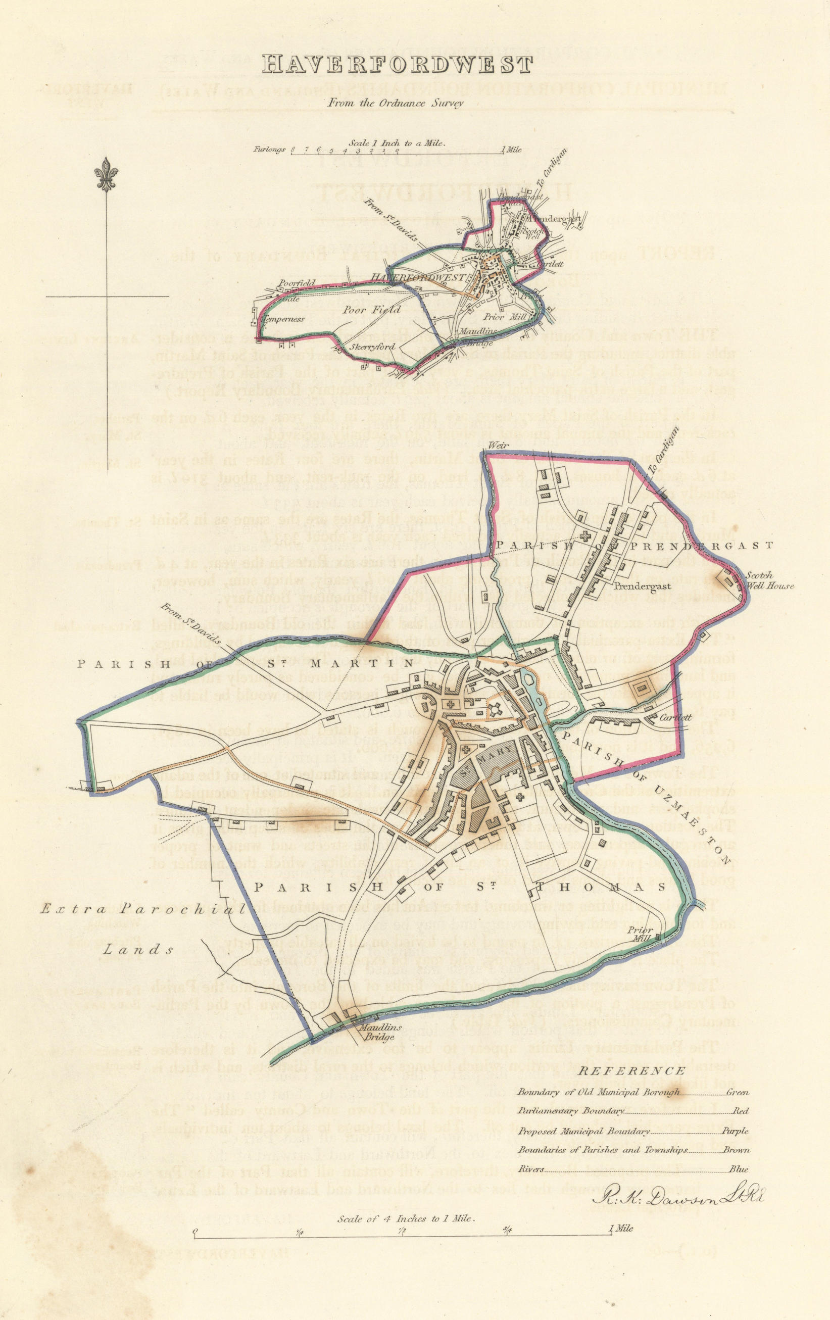 Associate Product HAVERFORDWEST borough/town plan. BOUNDARY COMMISSION. Wales. DAWSON 1837 map