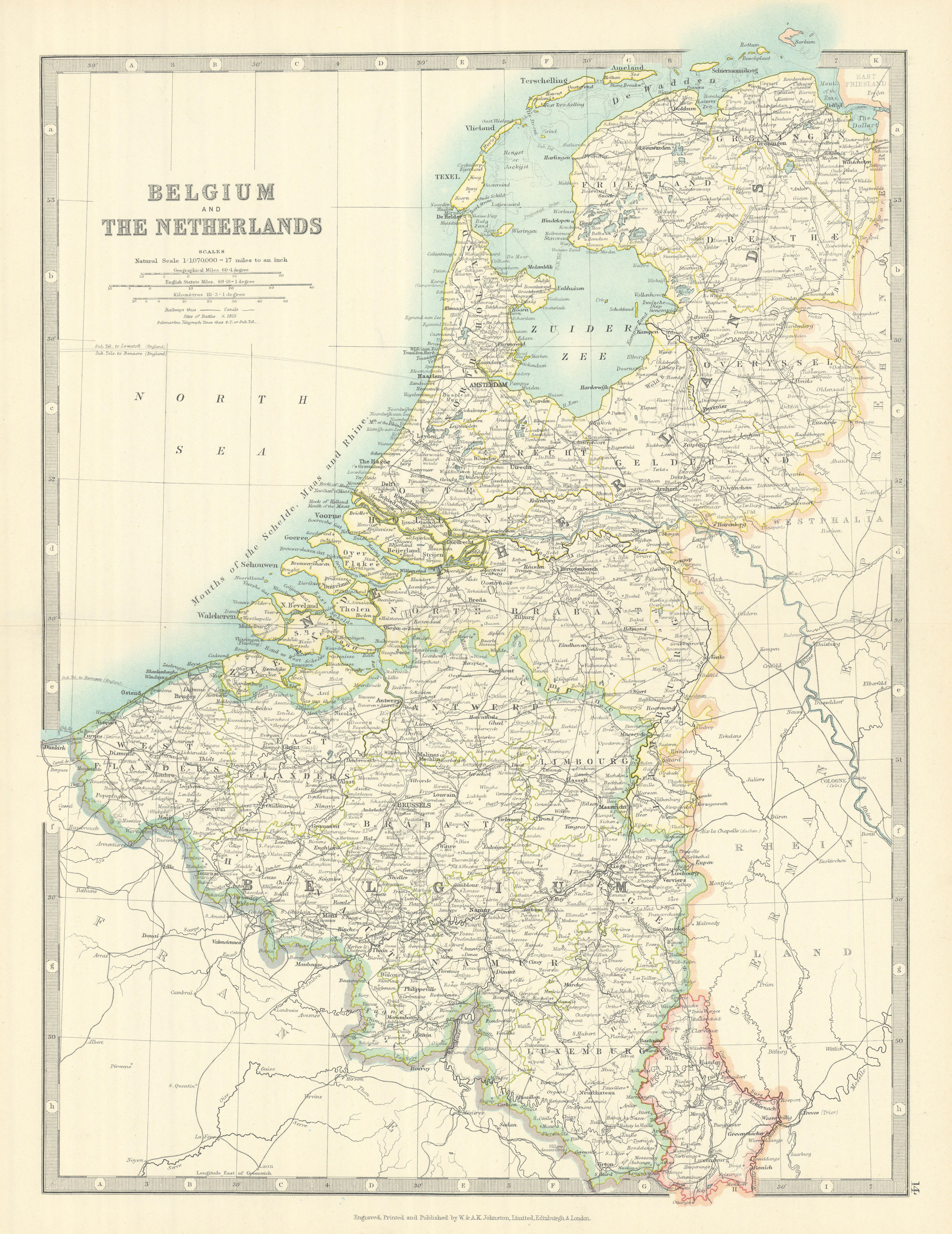 Associate Product BENELUX. Shows 1815 Battlefields. Belgium & Netherlands. JOHNSTON 1913 old map