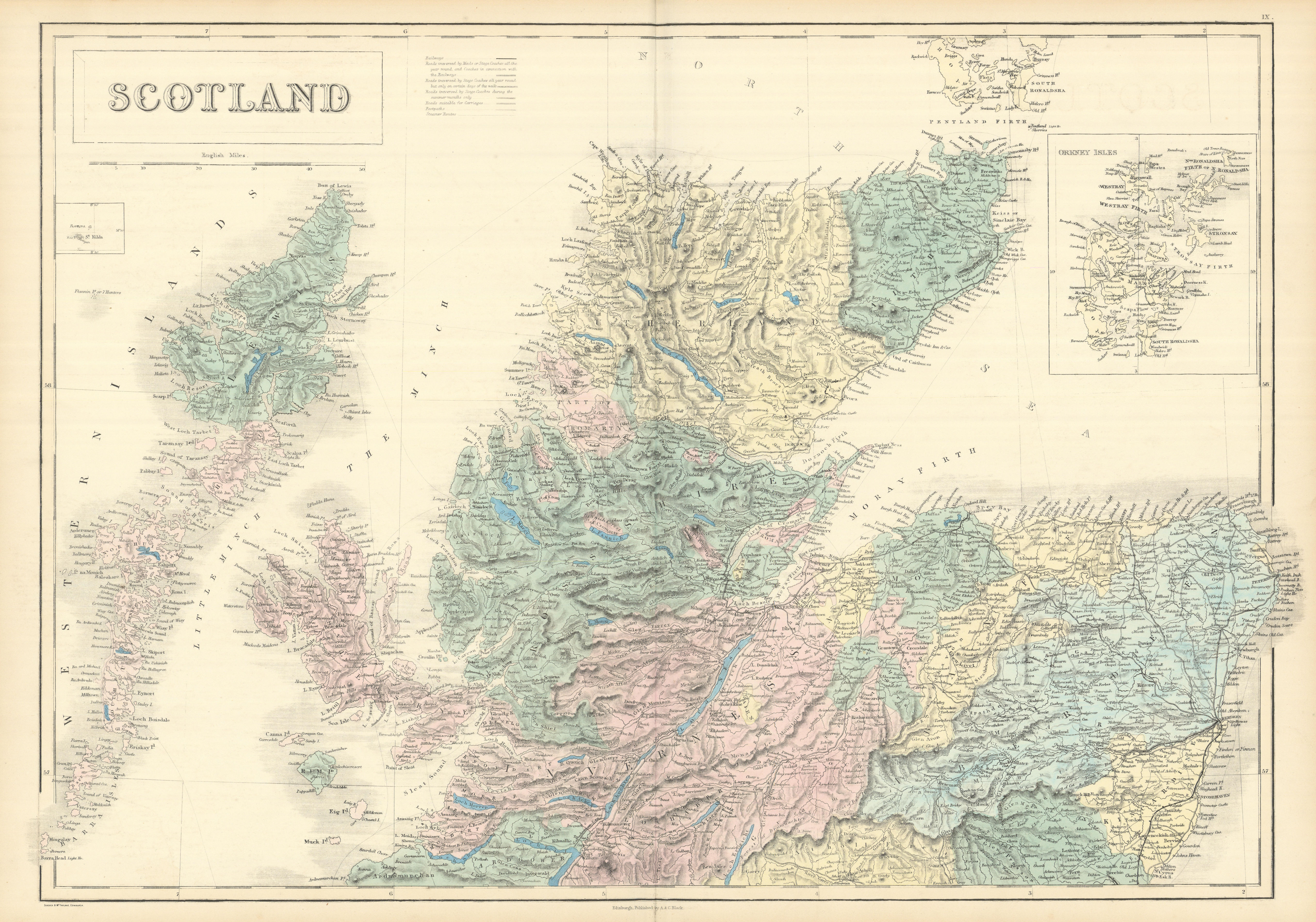 Associate Product Scotland. North sheet. Highlands and Islands. SIDNEY HALL 1854 old antique map