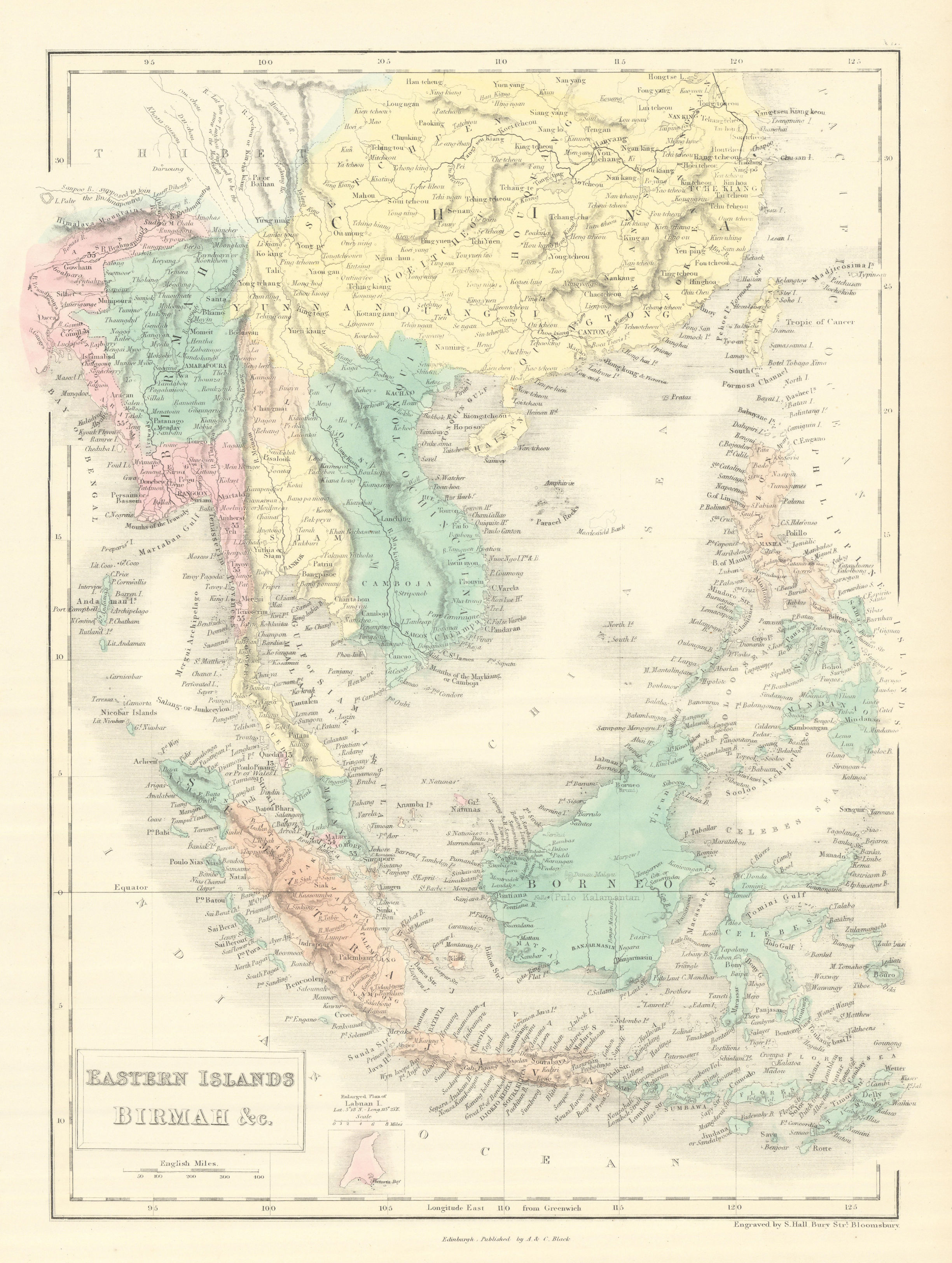 Eastern Islands, Birmah &c. Indochina & East Indies. Indonesia. HALL 1854 map