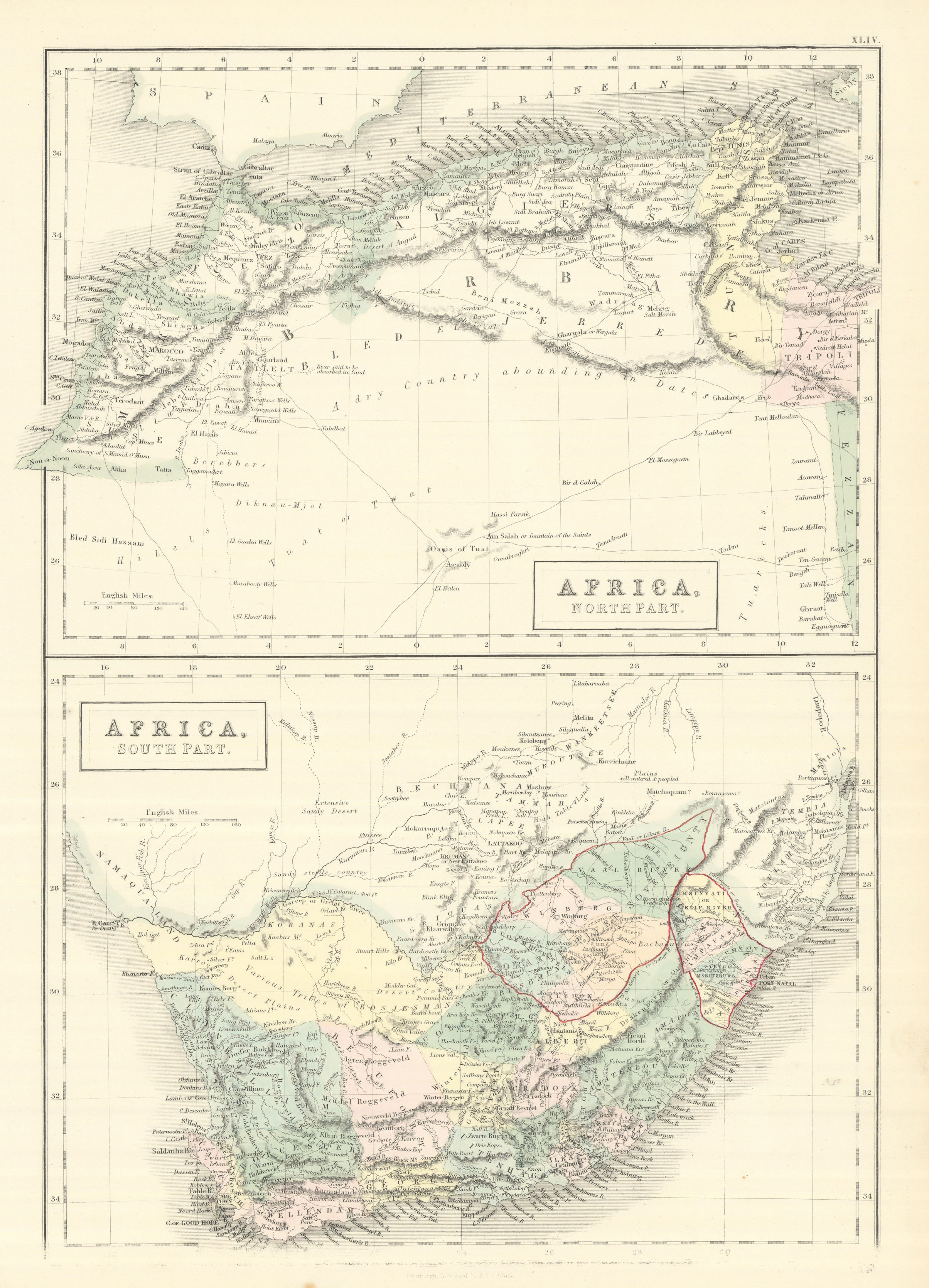 Associate Product Northern & Southern Africa. Maghreb. Orange River Sovereignty. HALL 1854 map