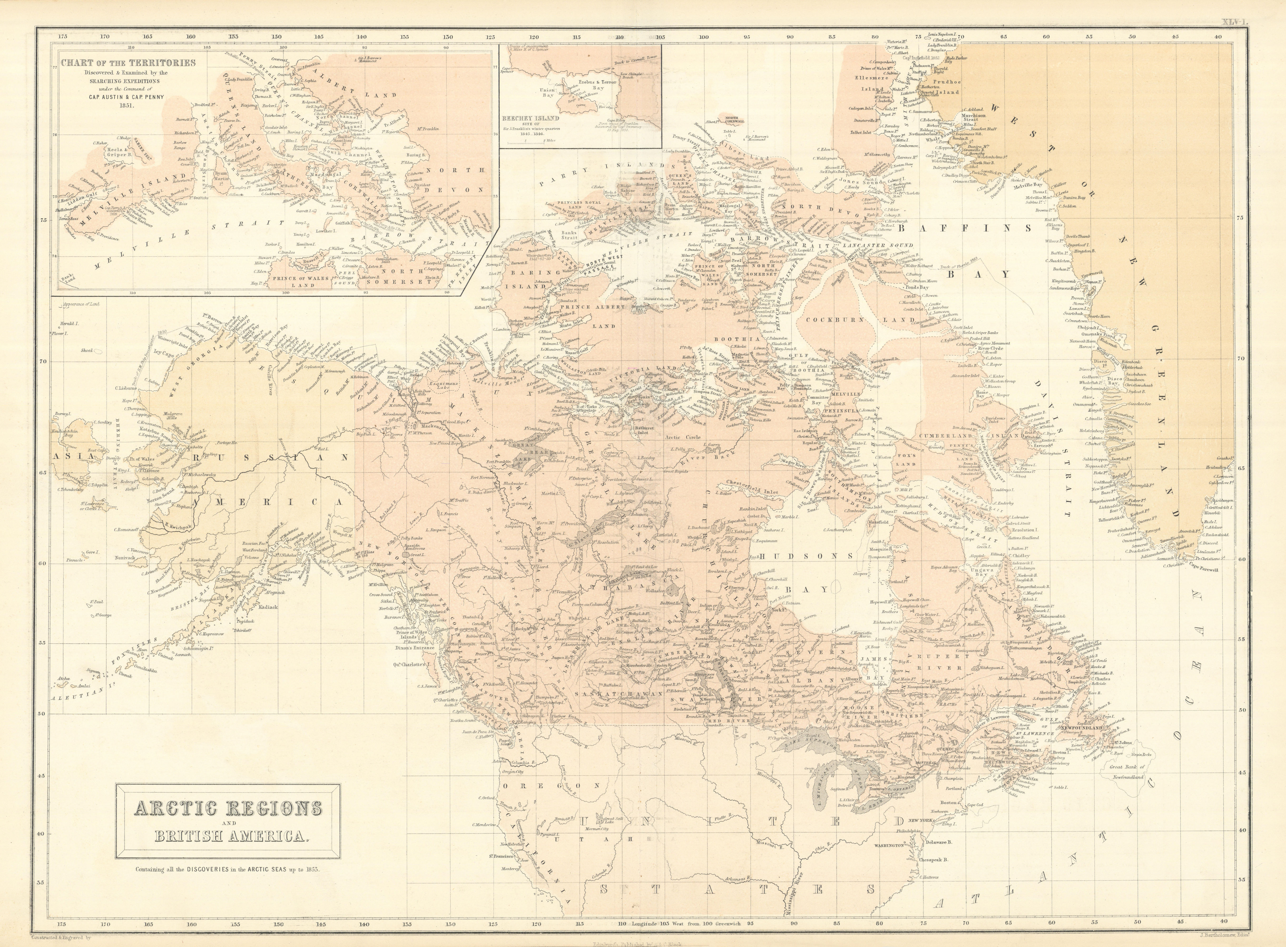Associate Product Canadian Arctic Archipelago. British America. Canada. Russian Alaska 1854 map