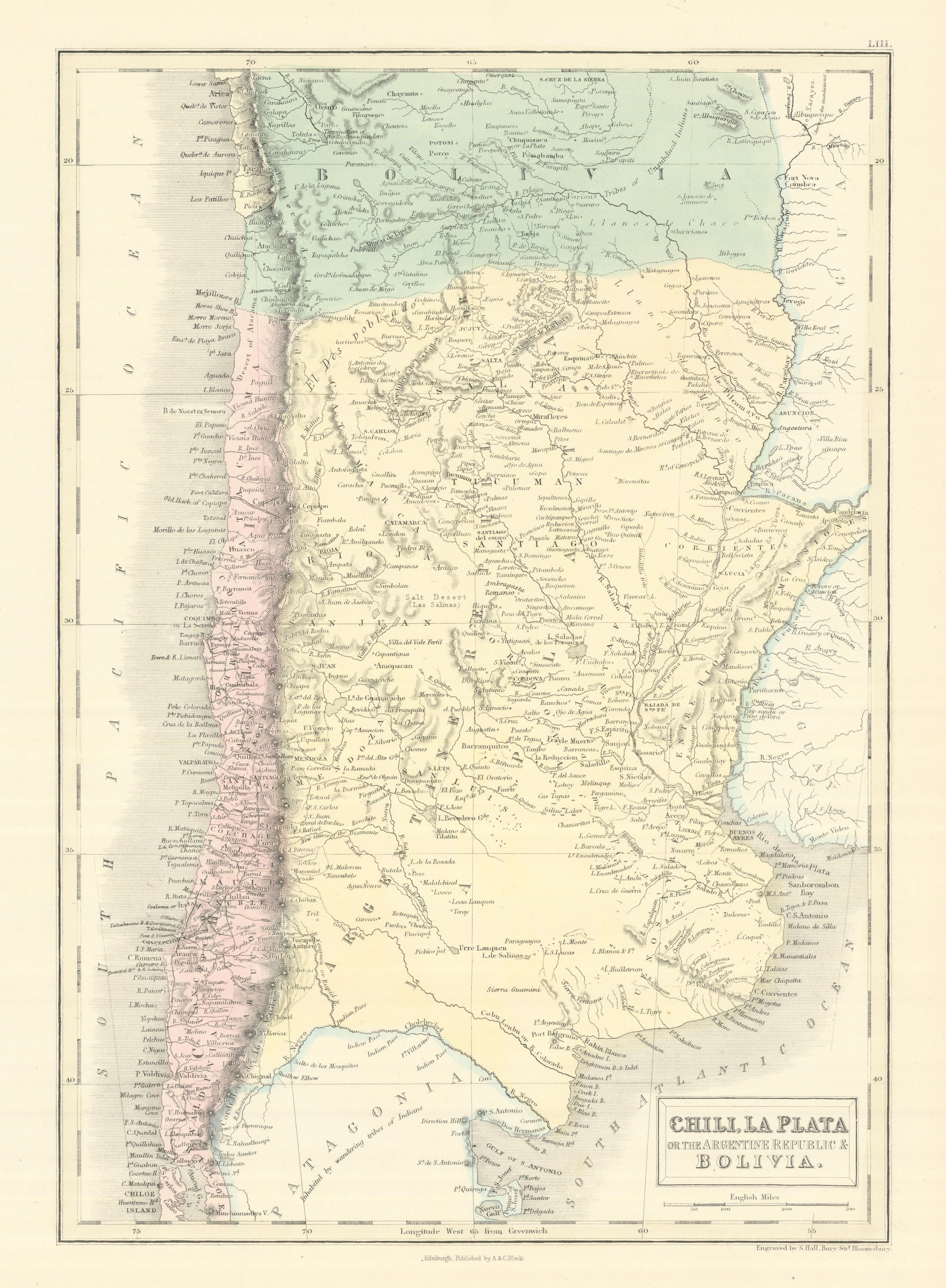 Associate Product Chili La Plata Argentine Rep. Argentina Bolivia w/Litoral. SIDNEY HALL 1854 map