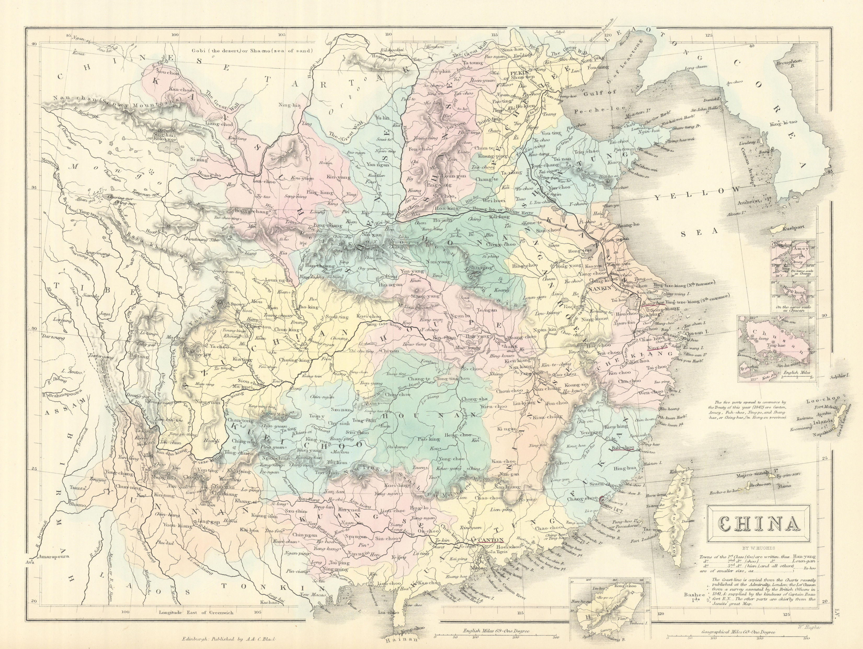 Associate Product China showing provinces & Great Wall. 1842 Treaty Ports. WILLIAM HUGHES 1854 map