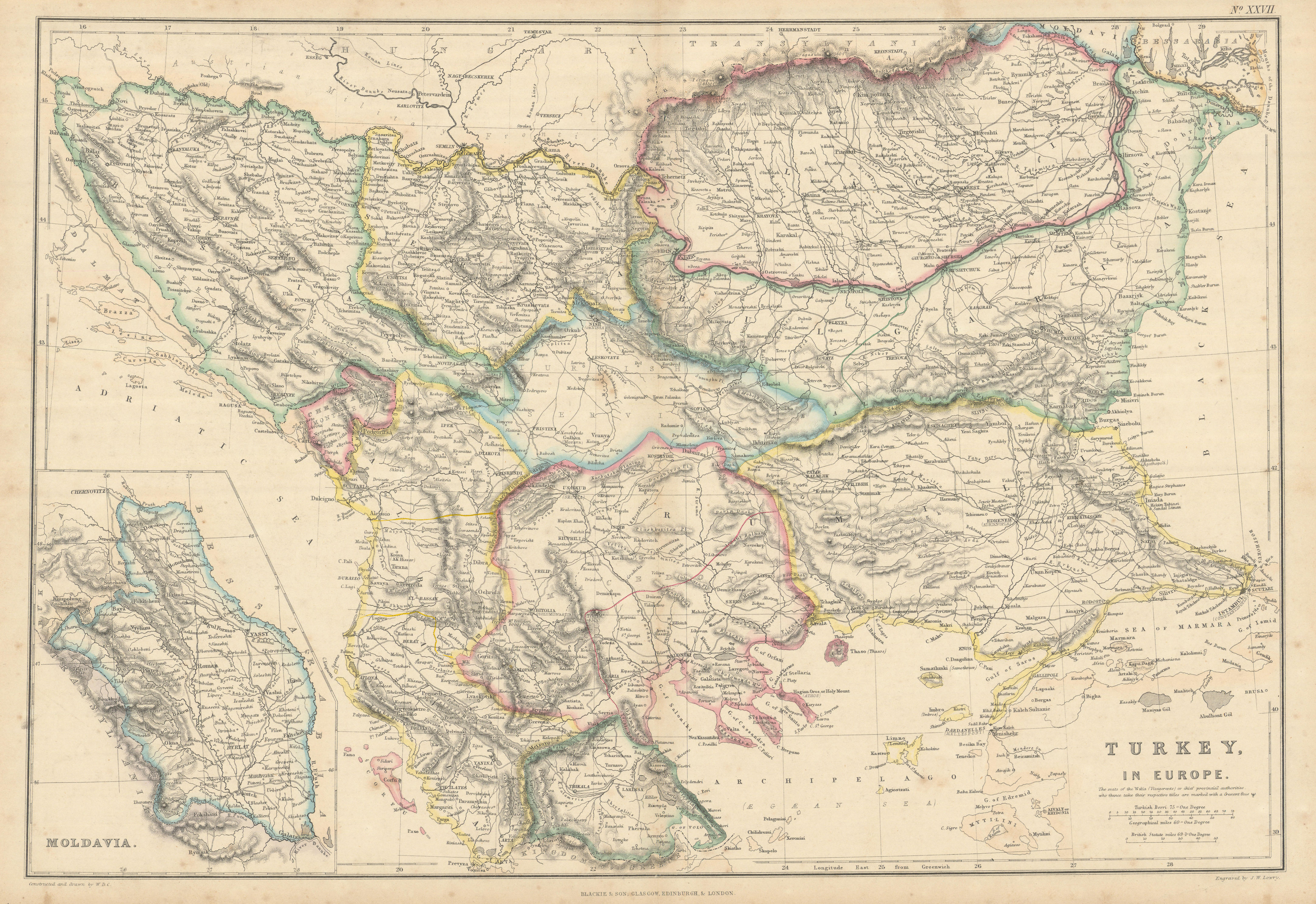 Associate Product Turkey in Europe. Balkans Servia Bosnia Valachia Rumilia Bulgaria LOWRY 1860 map