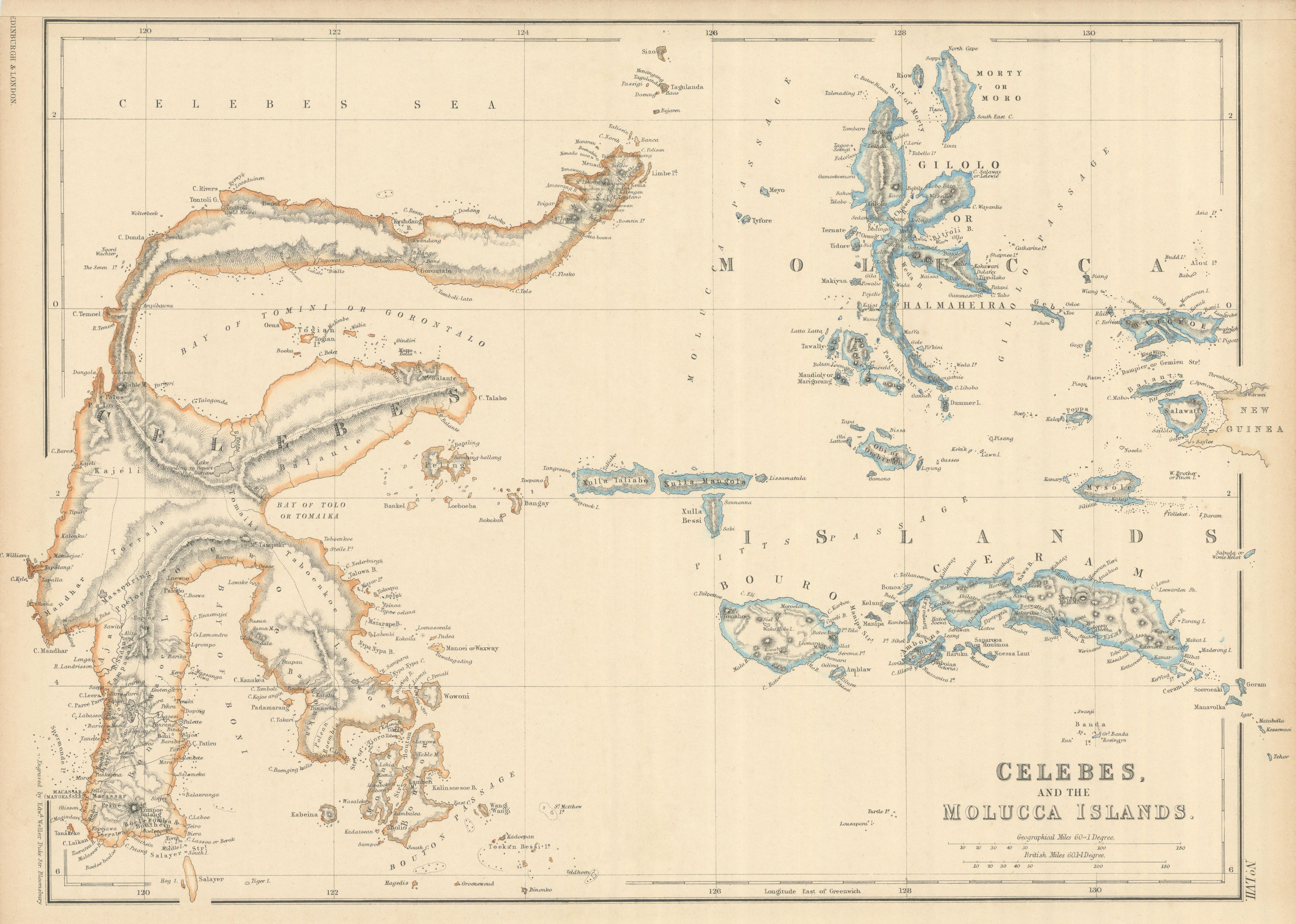 Associate Product Celebes and the Molucca Islands by Edward Weller. Indonesia Sulawesi 1860 map