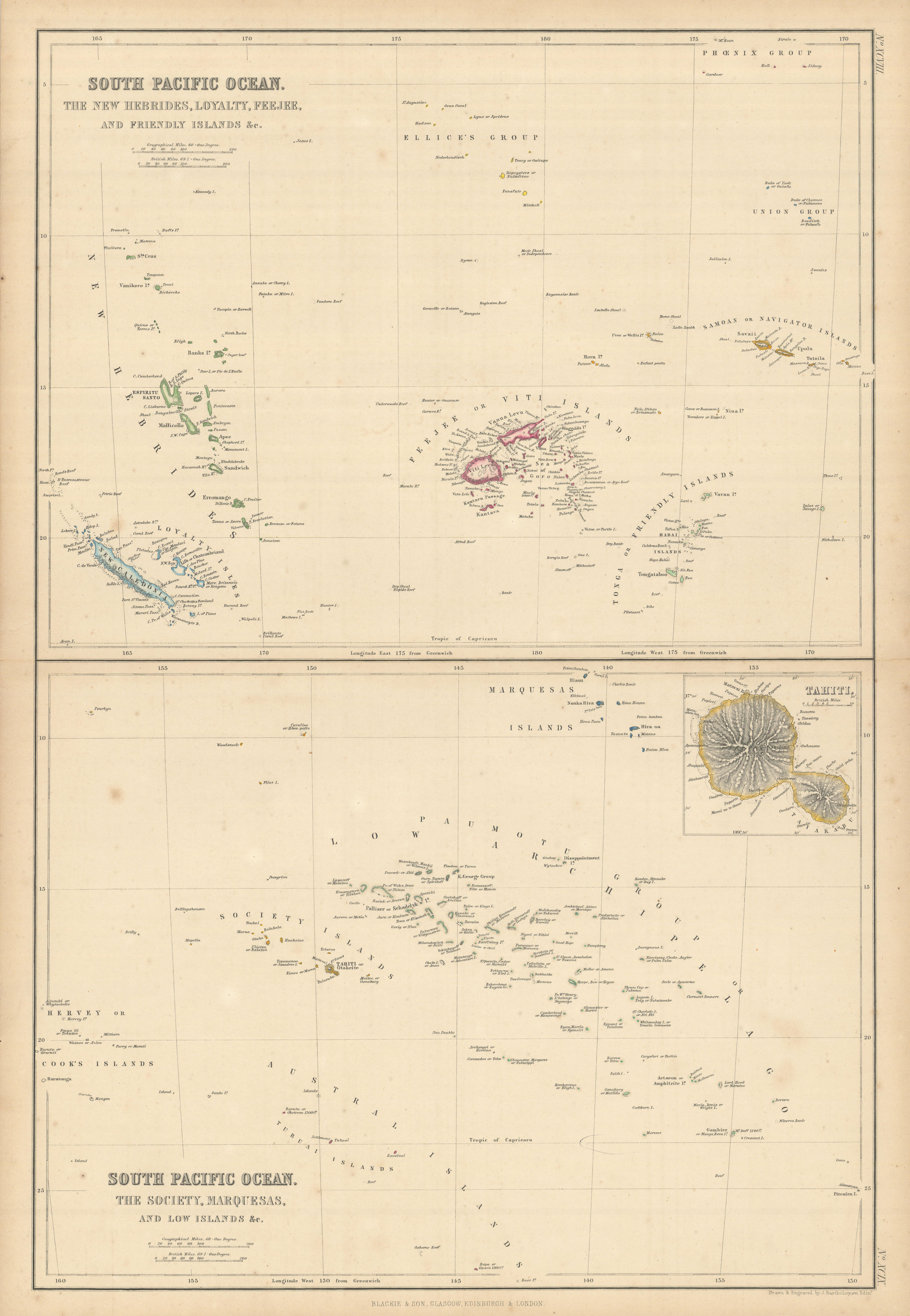 Associate Product South Pacific Islands. New Hebrides Loyalty Fiji Friendly Polynesia 1860 map