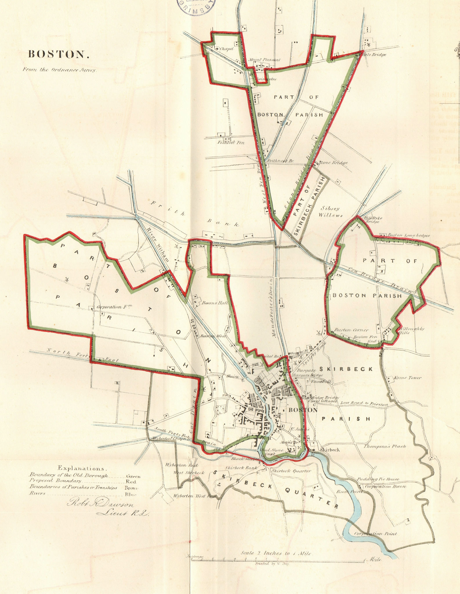 Associate Product BOSTON town/borough plan for the REFORM ACT. Lincolnshire. DAWSON 1832 old map