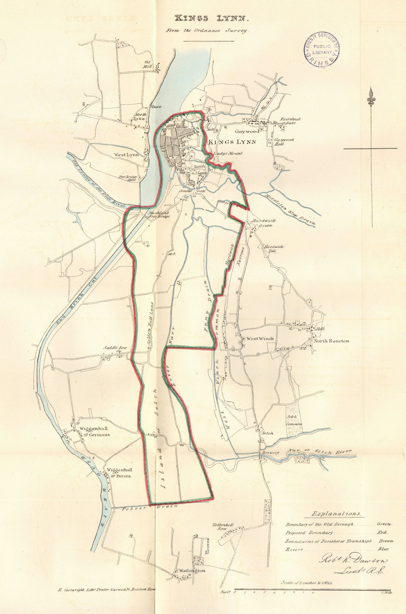 KINGS LYNN borough/town plan. REFORM ACT. Norfolk. DAWSON 1832 old antique map