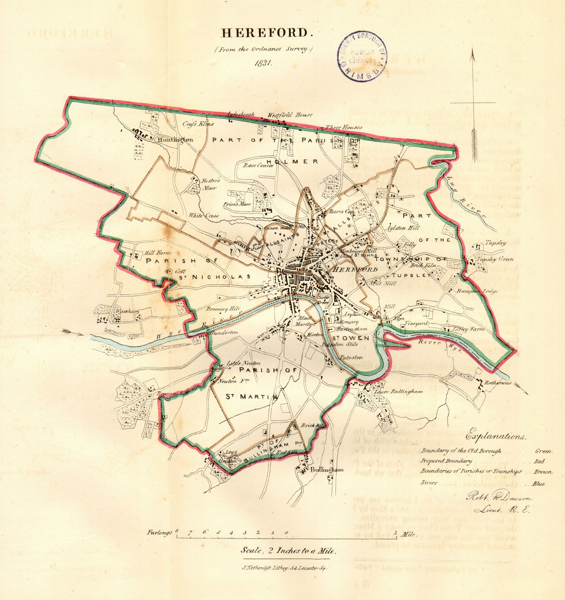 Associate Product HEREFORD borough/town/city plan. REFORM ACT. Herefordshire. DAWSON 1832 map