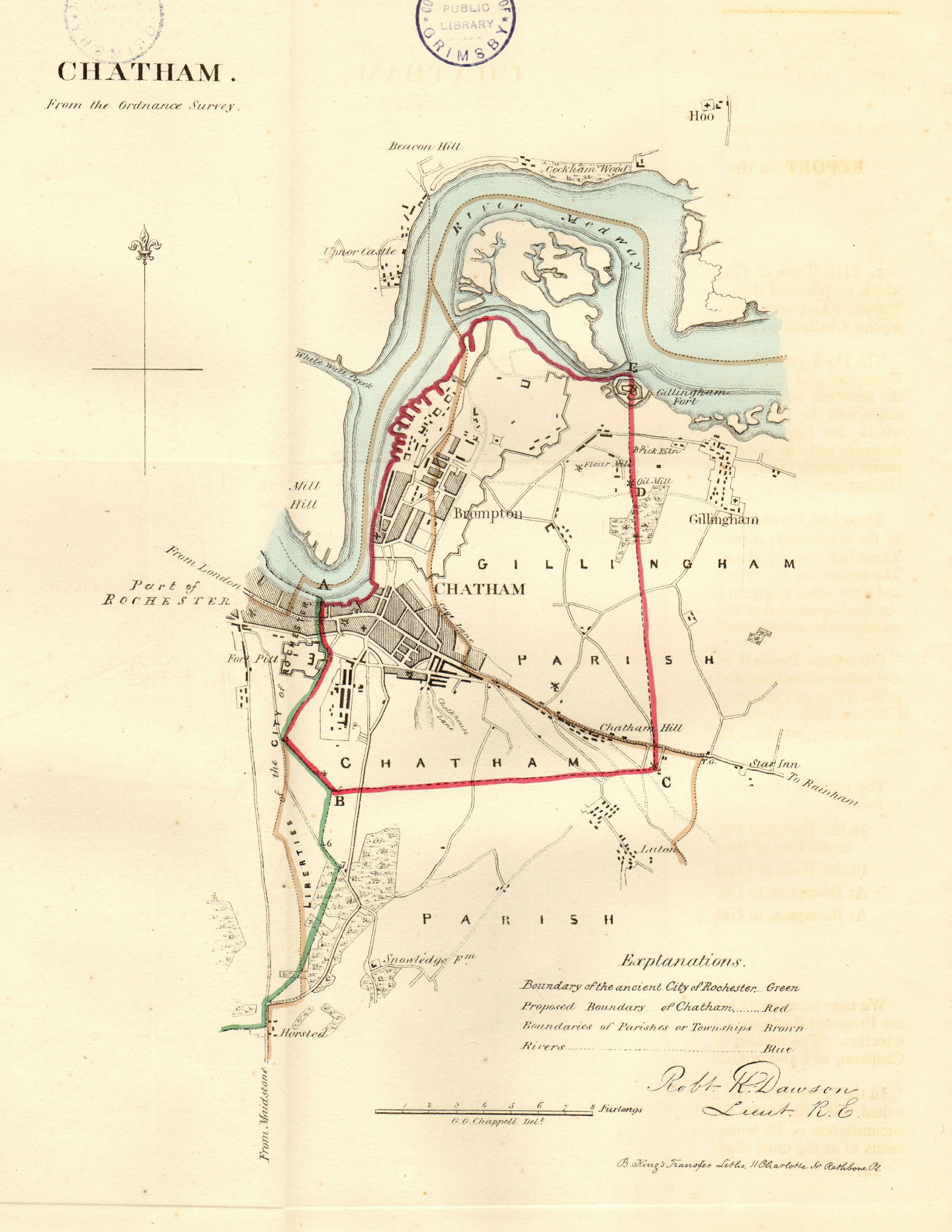 CHATHAM town/borough/dockyard plan. REFORM ACT. Rochester. Kent. DAWSON 1832 map